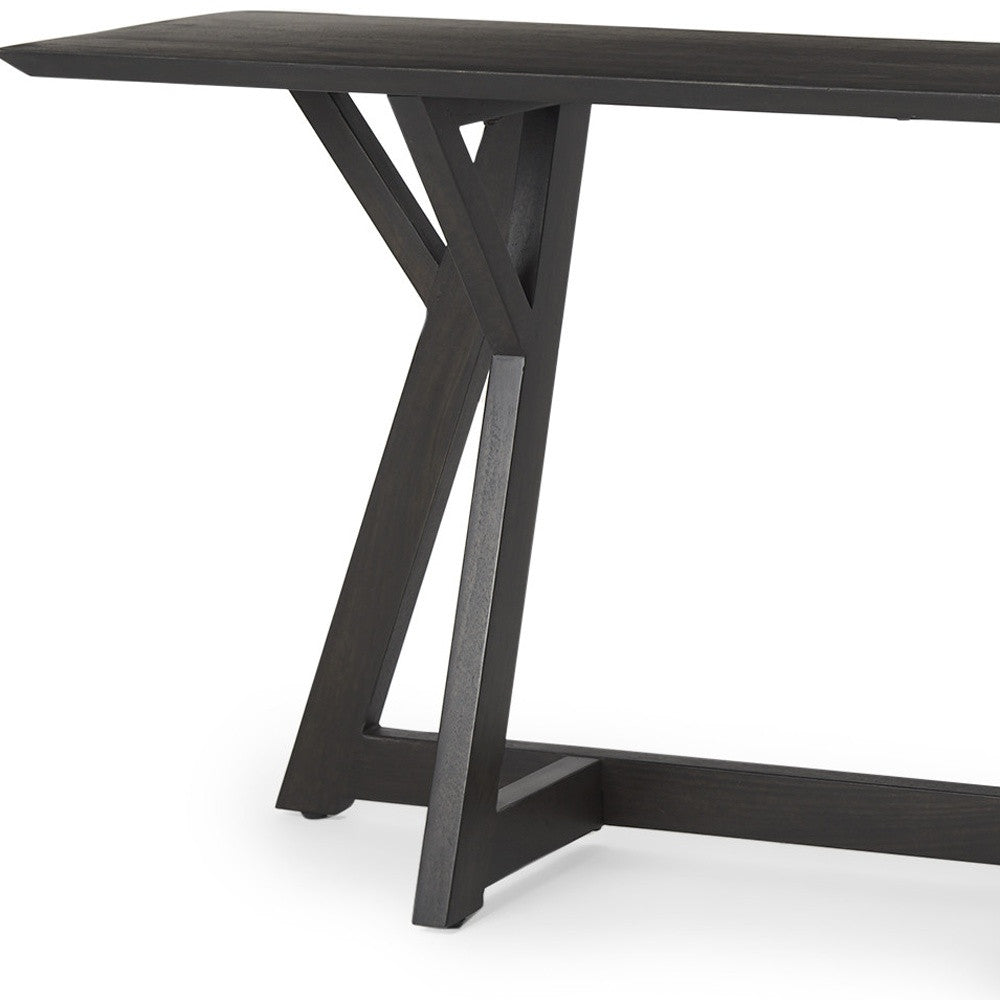 54" Brown Solid Wood Trestle Console Table-Console Tables-DECOROLALA