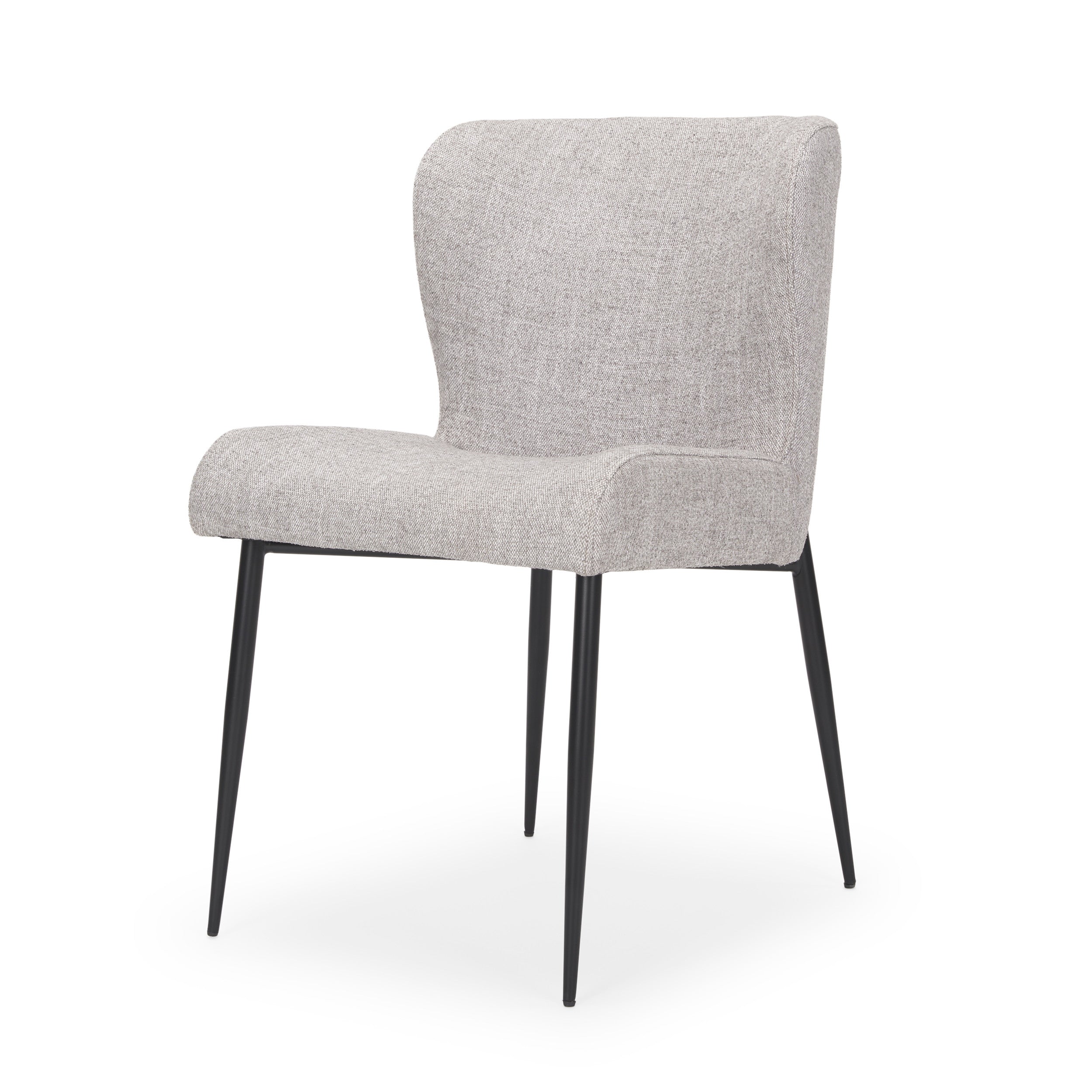 Gray and Black Upholstered Fabric And Metal Wing Back Dining Side Chair-Dining Chairs-DECOROLALA