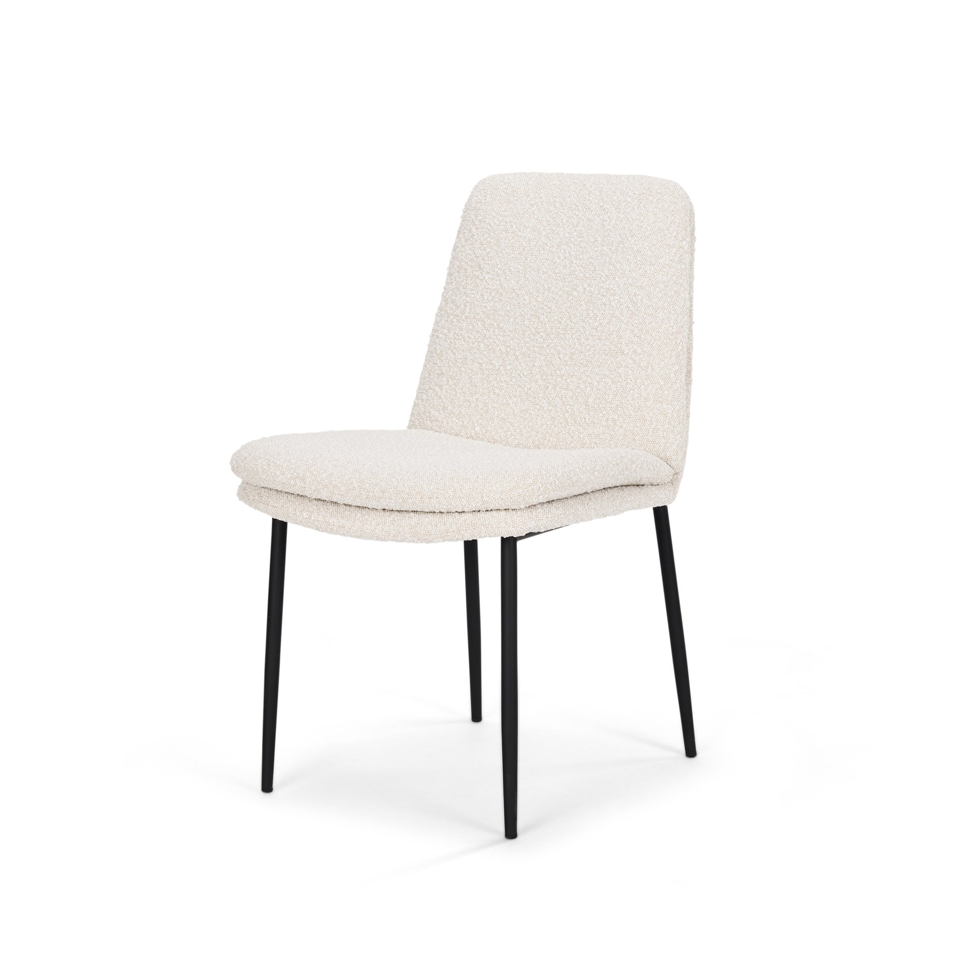 Cream and Black Upholstered Boucle And Metal Dining Side Chair-Dining Chairs-DECOROLALA