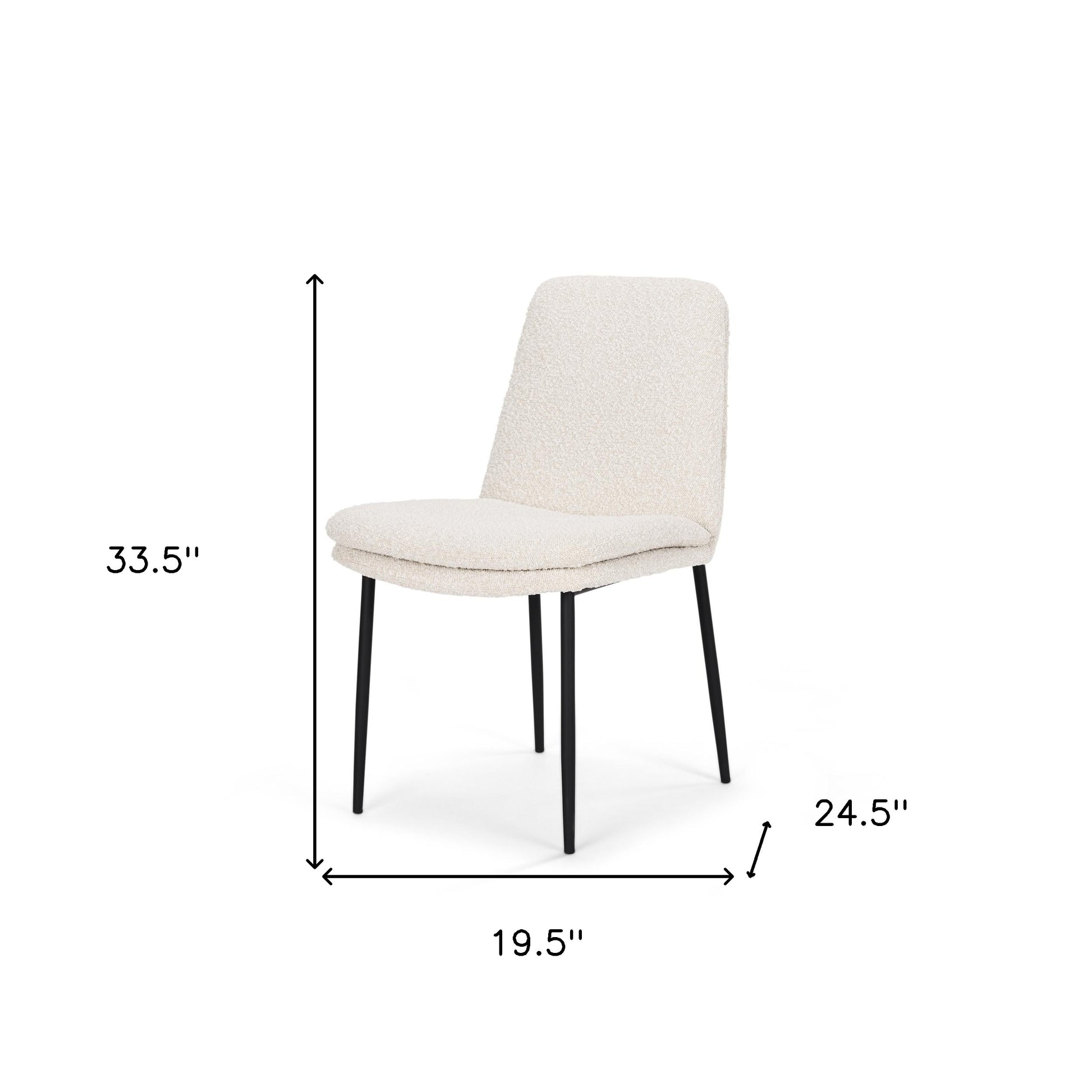 Cream and Black Upholstered Boucle And Metal Dining Side Chair-Dining Chairs-DECOROLALA