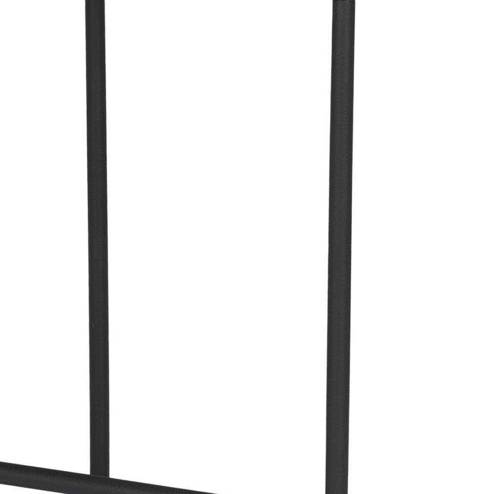 26" Natural and Black Solid Wood and Iron Backless Counter Height Bar Chair-2