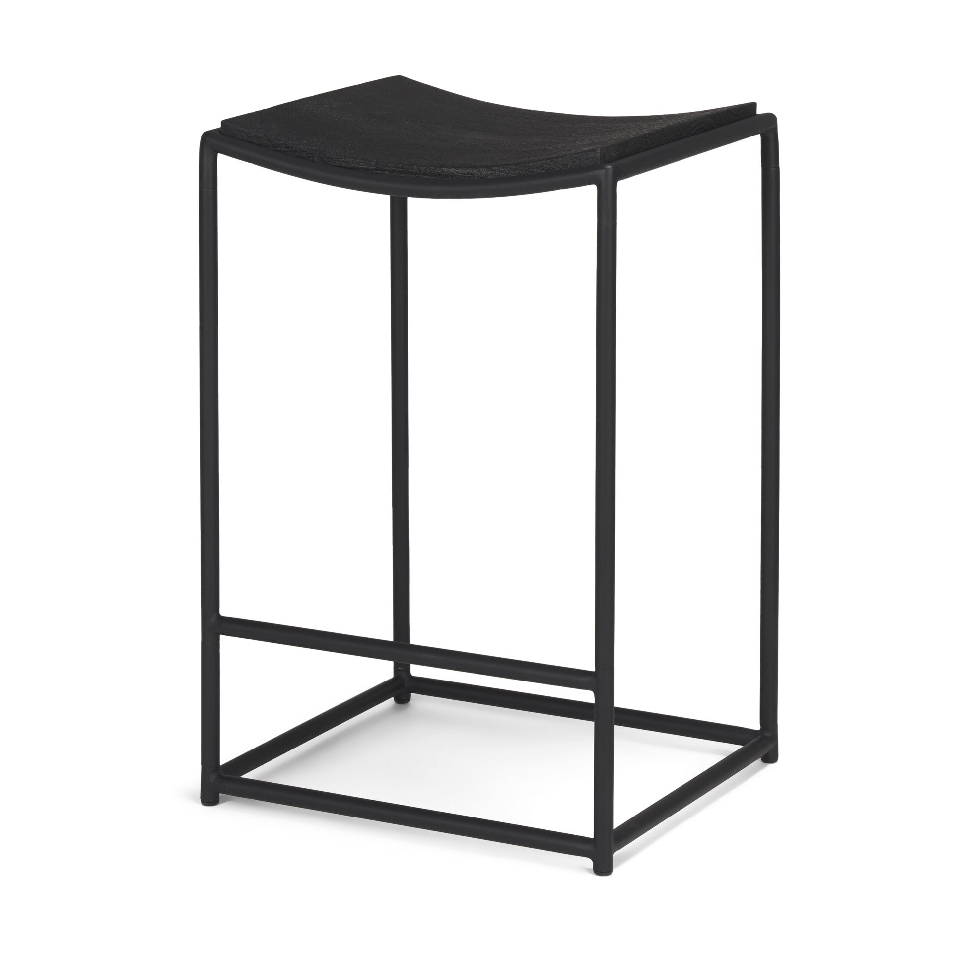 26" Black Solid Wood and Iron Backless Counter Height Bar Chair-1