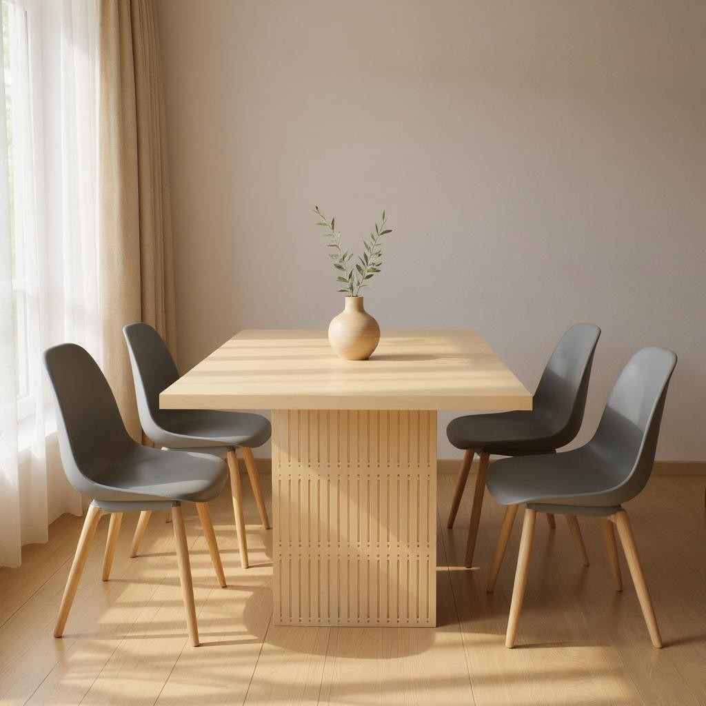 48" Natural Solid Wood Pedestal Base Square Dining Table-Dining Tables-DECOROLALA