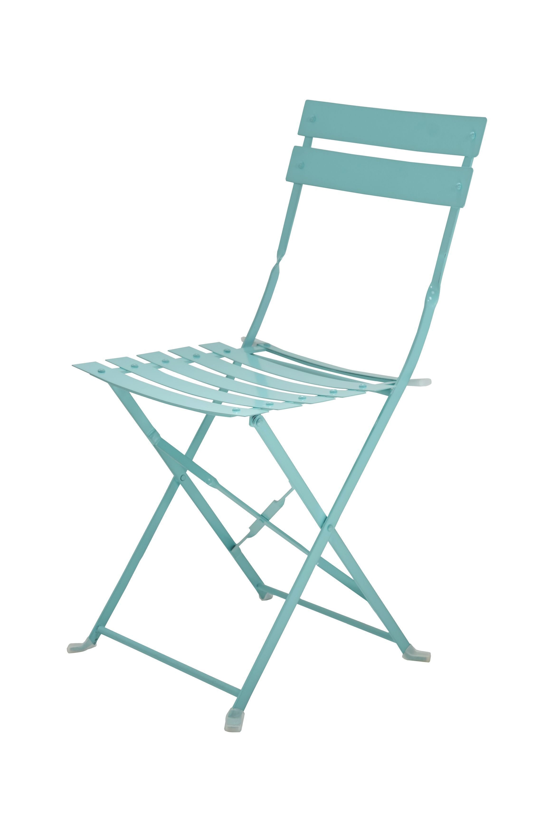 Set of Two Teal Blue Aluminum Outdoor Folding Dining Chairs-Outdoor Chairs-DECOROLALA