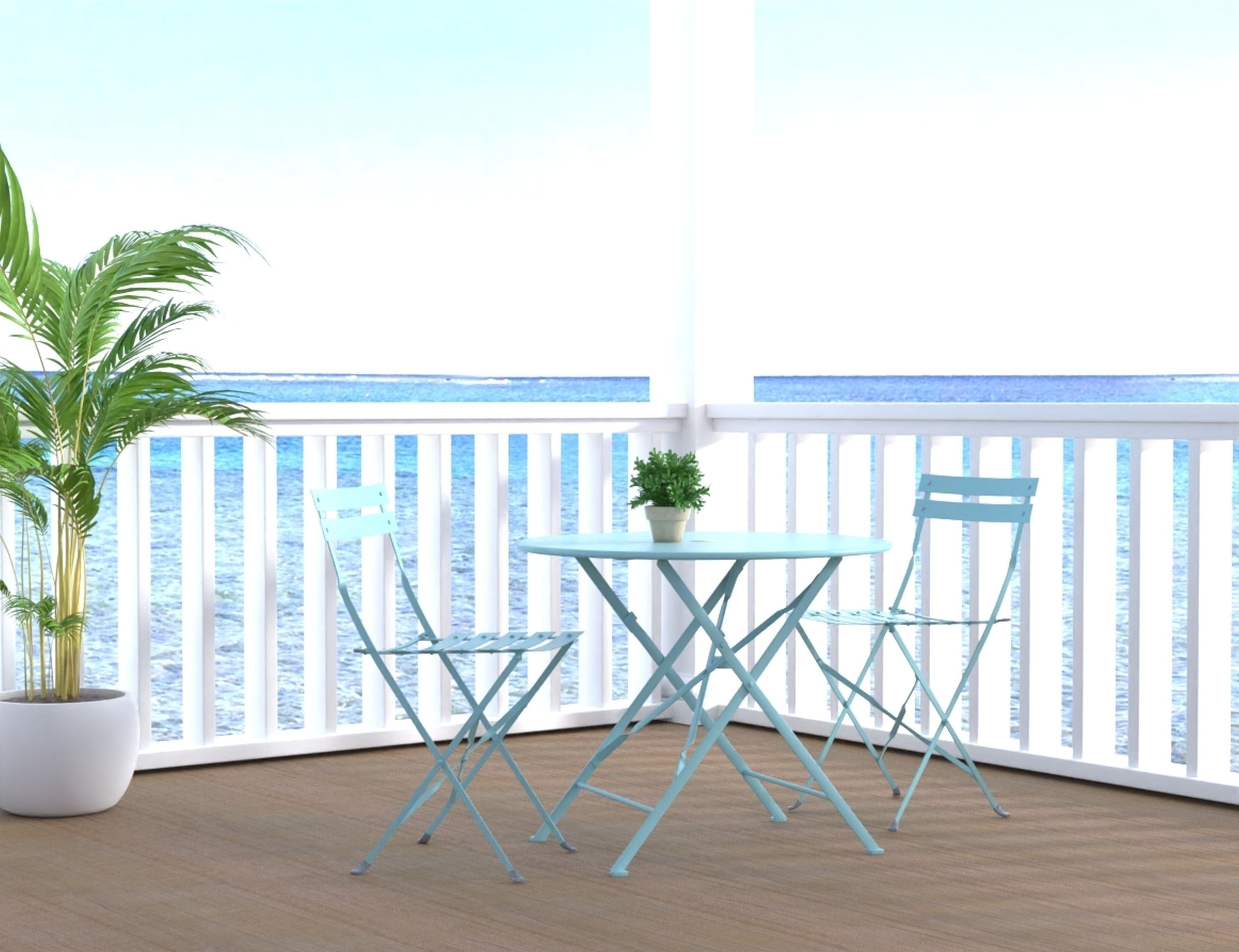 Set of Two Teal Blue Aluminum Outdoor Folding Dining Chairs-Outdoor Chairs-DECOROLALA