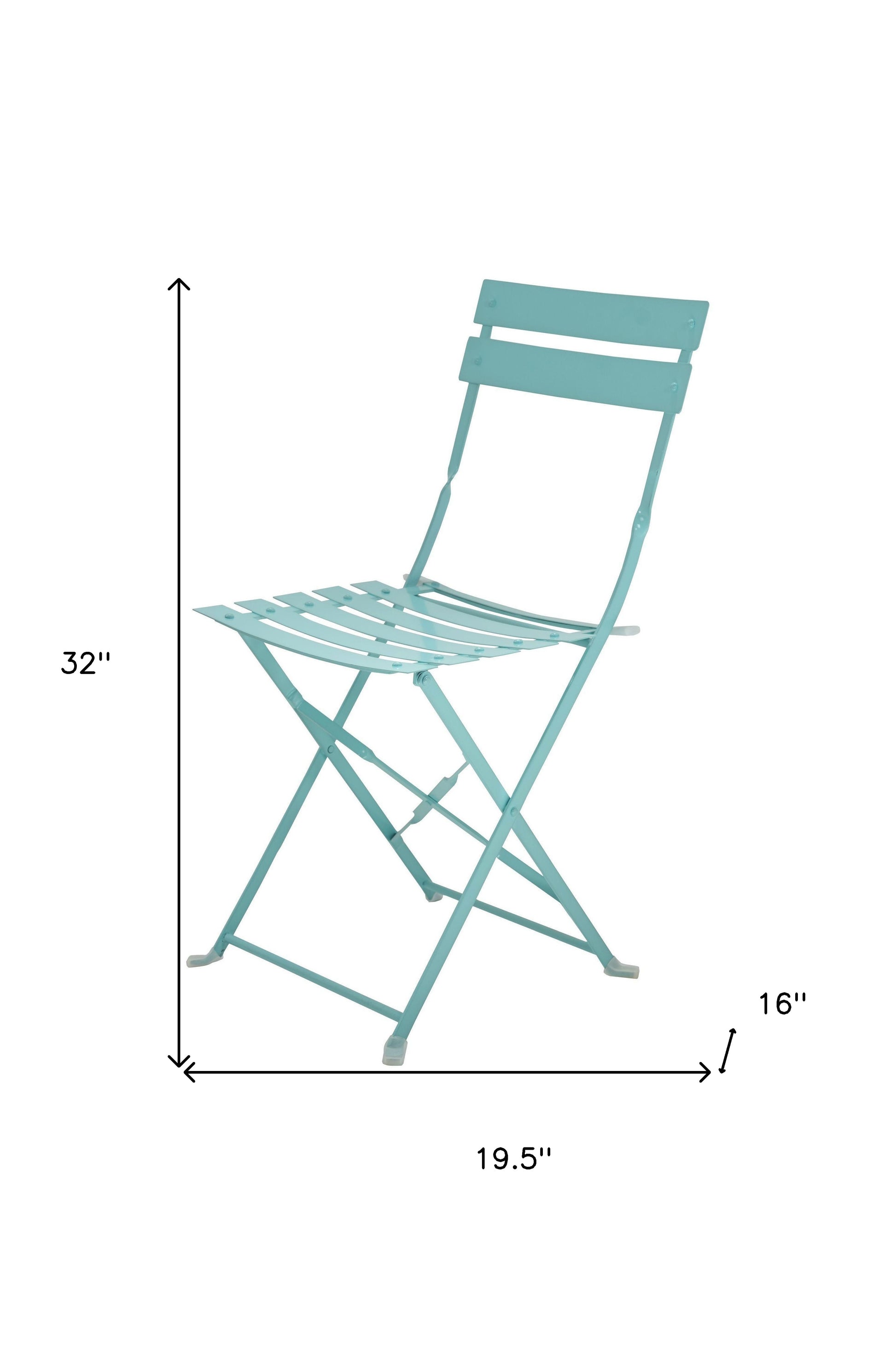 Set of Two Teal Blue Aluminum Outdoor Folding Dining Chairs-Outdoor Chairs-DECOROLALA