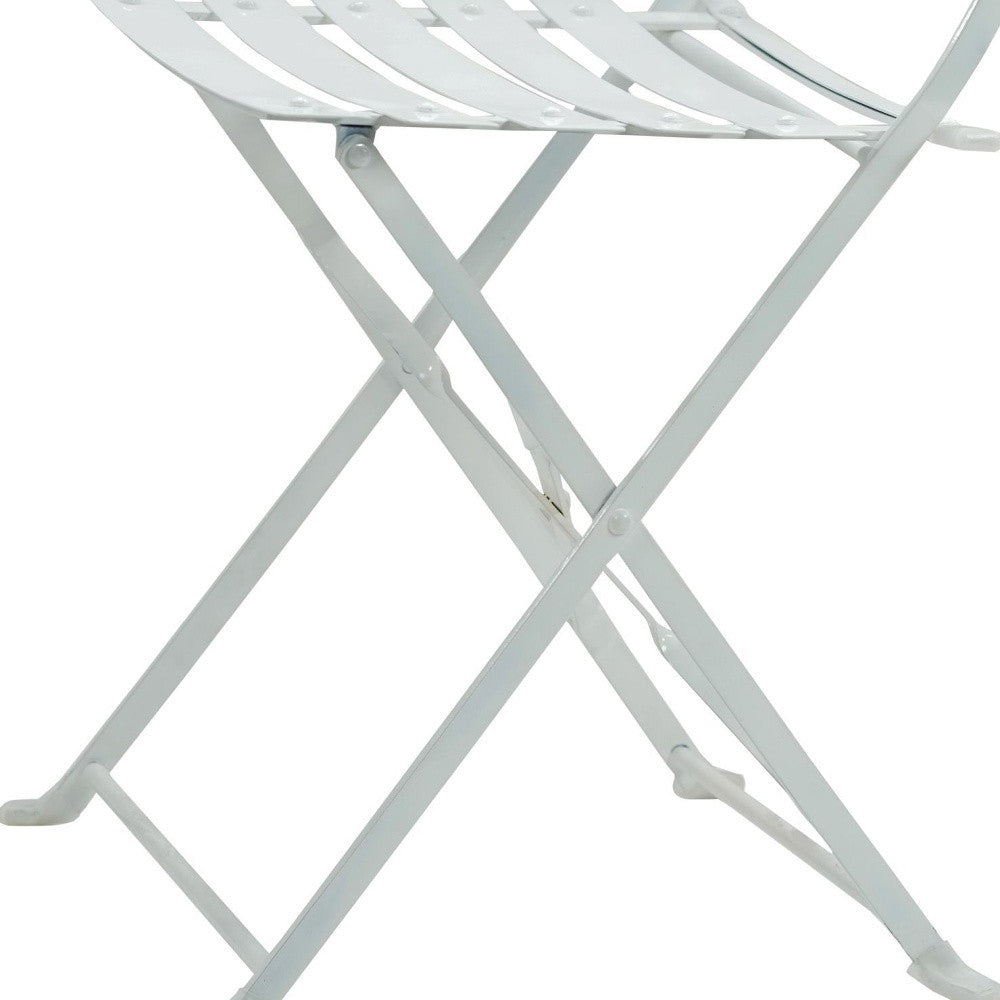 Set of Two White Aluminum Outdoor Folding Dining Chairs-5