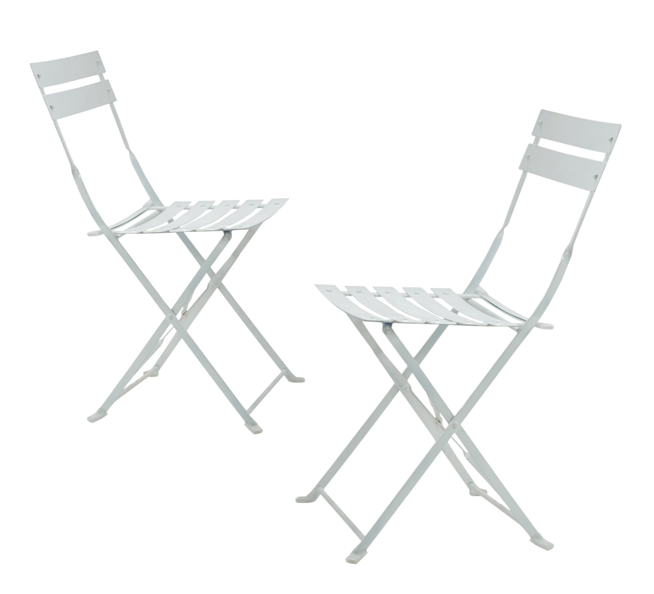 Set of Two White Aluminum Outdoor Folding Dining Chairs-1