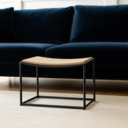 16" Brown and Black Solid Wood Footstool-0