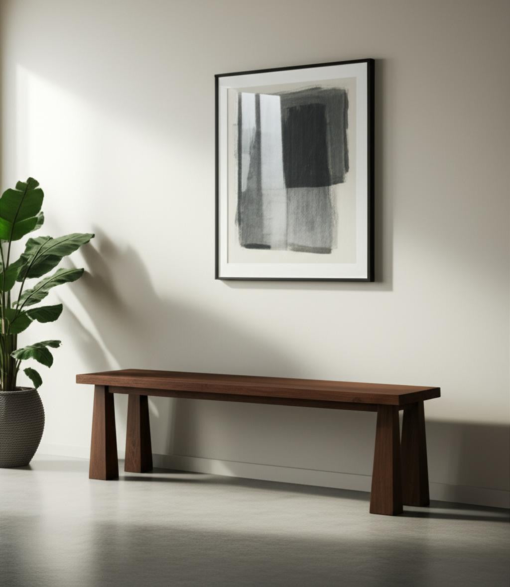 60" Dark Brown Solid Wood Bench-Benches-DECOROLALA