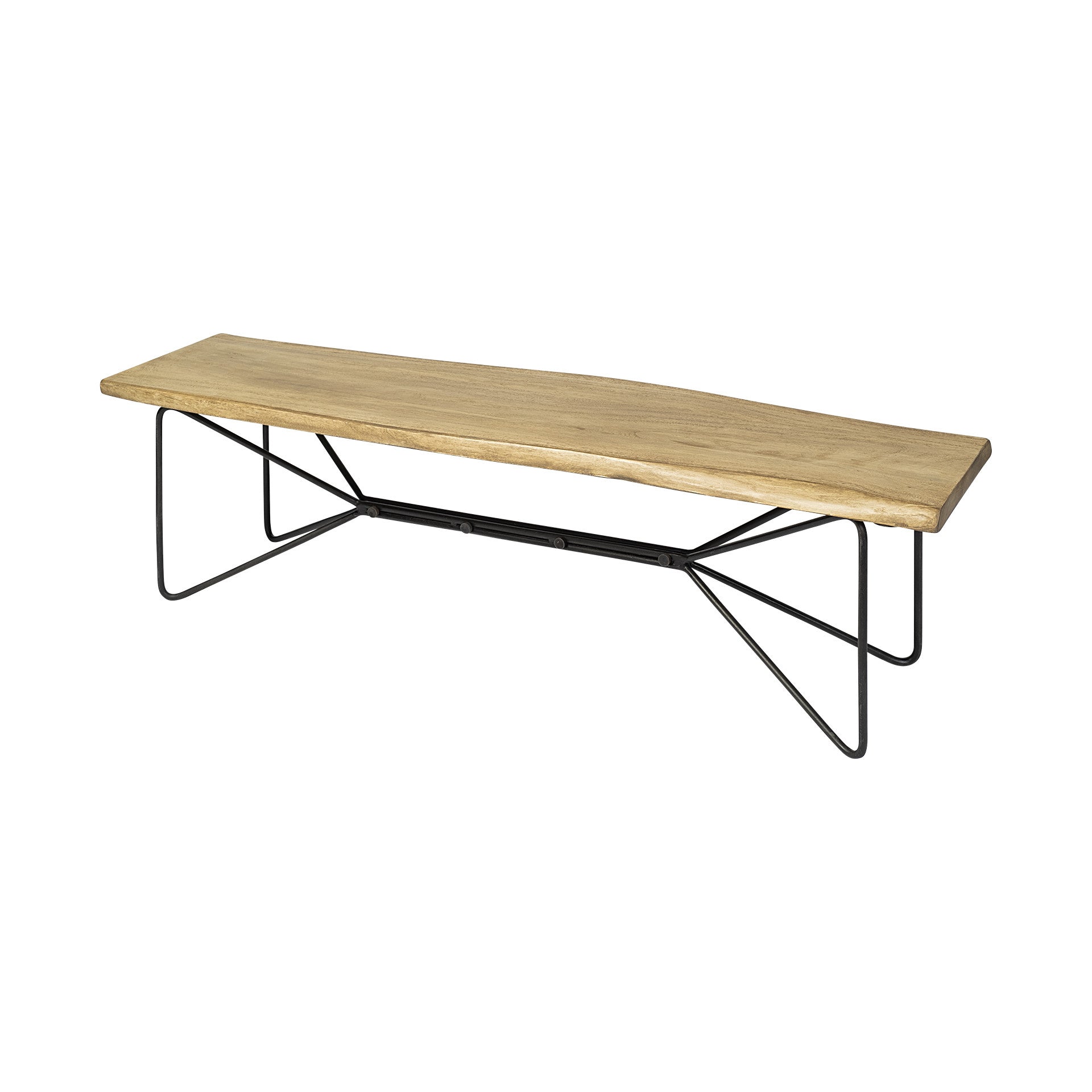 66" Natural and Black Solid Wood Live Edge Bench-Benches-DECOROLALA