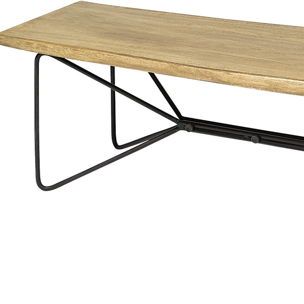 66" Natural and Black Solid Wood Live Edge Bench-Benches-DECOROLALA
