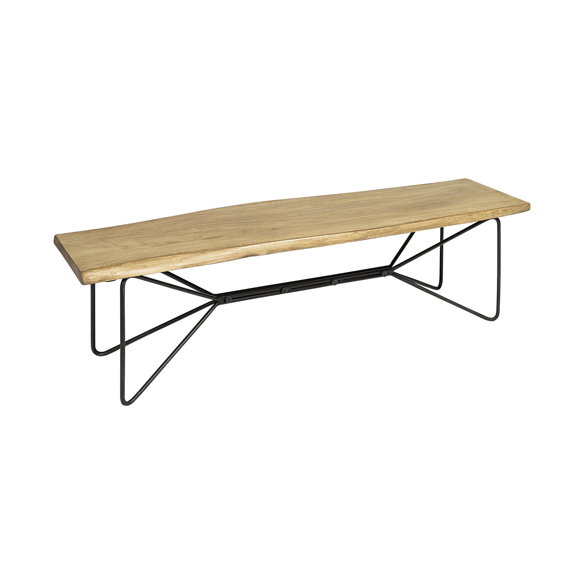 66" Natural and Black Solid Wood Live Edge Bench-Benches-DECOROLALA