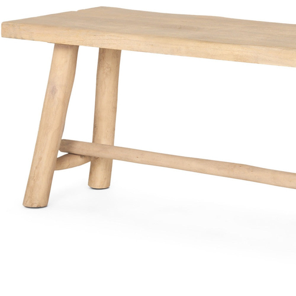 56" Natural Distressed Solid Wood Live Edge Bench-Benches-DECOROLALA