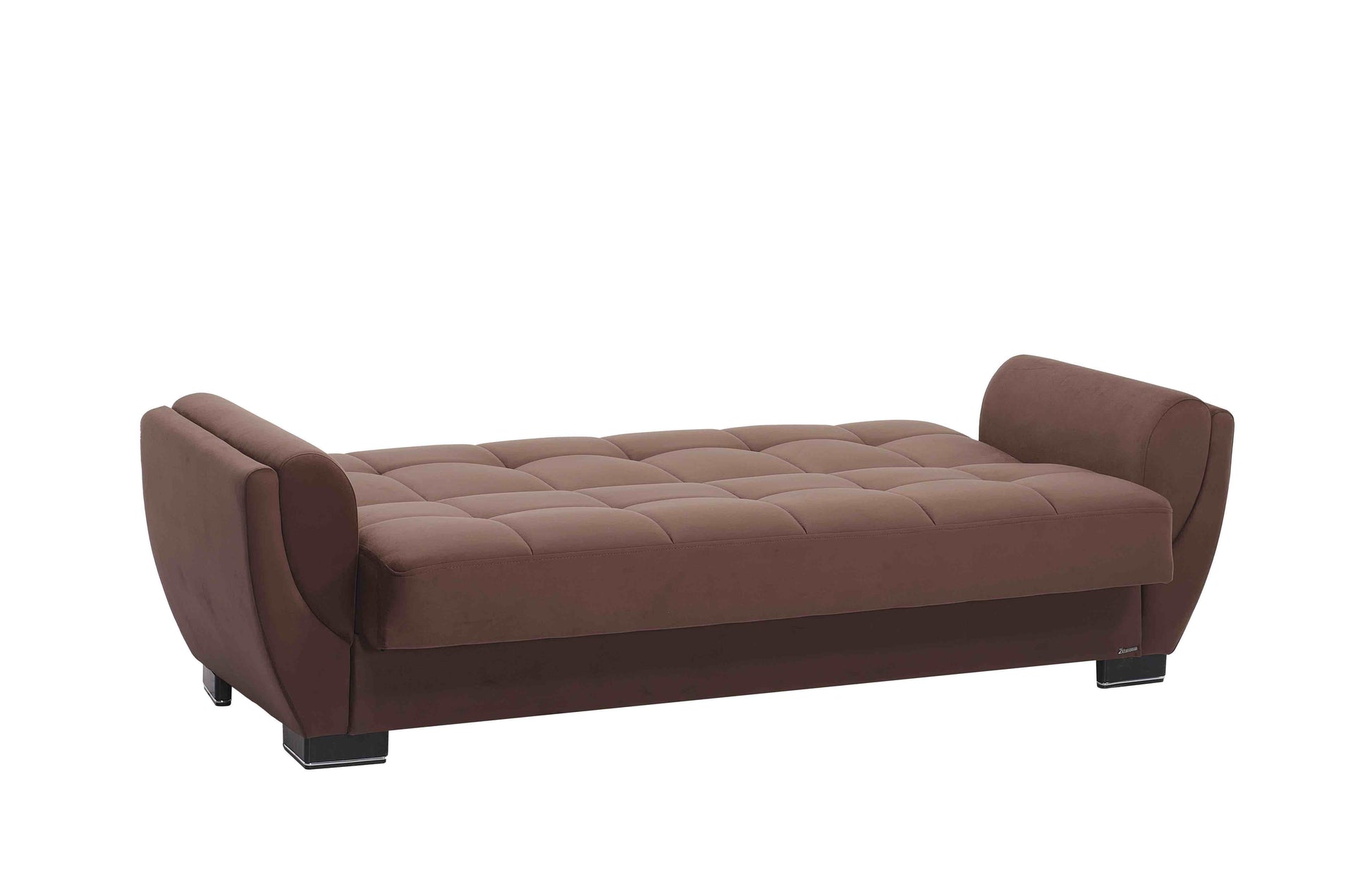 93" Brown Microfiber Convertible Futon Sleeper Sofa And Toss Pillows With Storage-3