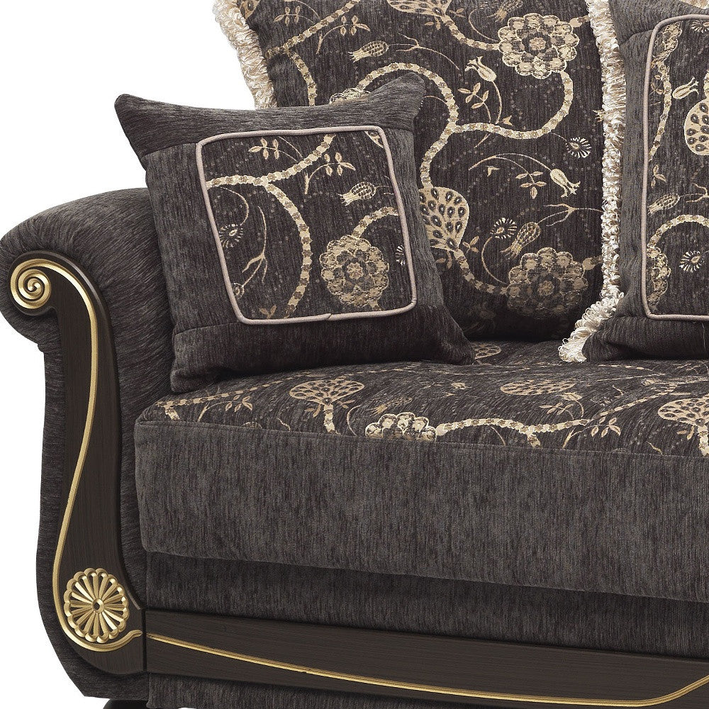 95" Gray Chenille Convertible Futon Sleeper Sofa And Toss Pillows With Storage-4