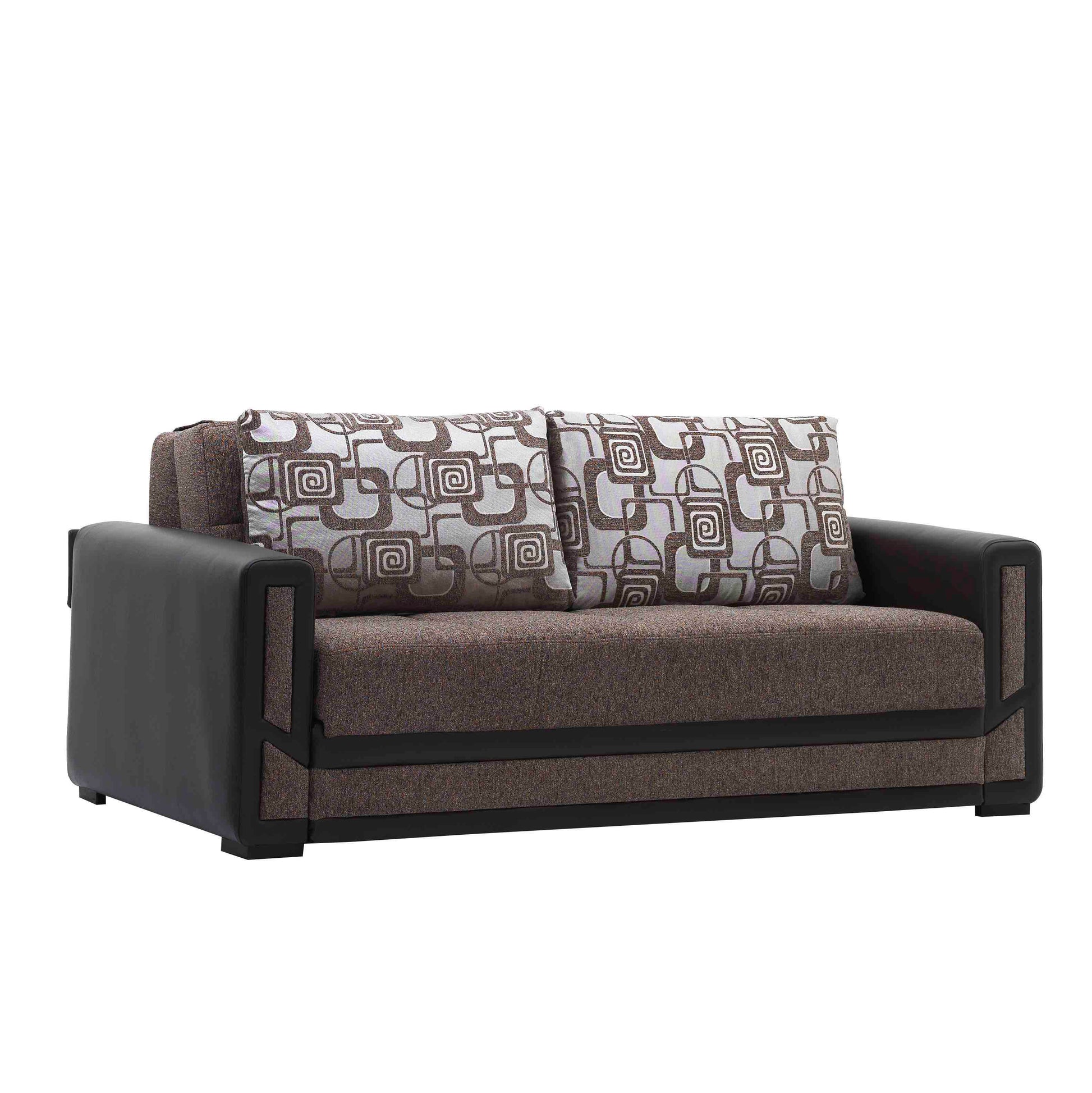 78" Brown Chenille Convertible Futon Sleeper Sofa And Toss Pillows With Storage-1