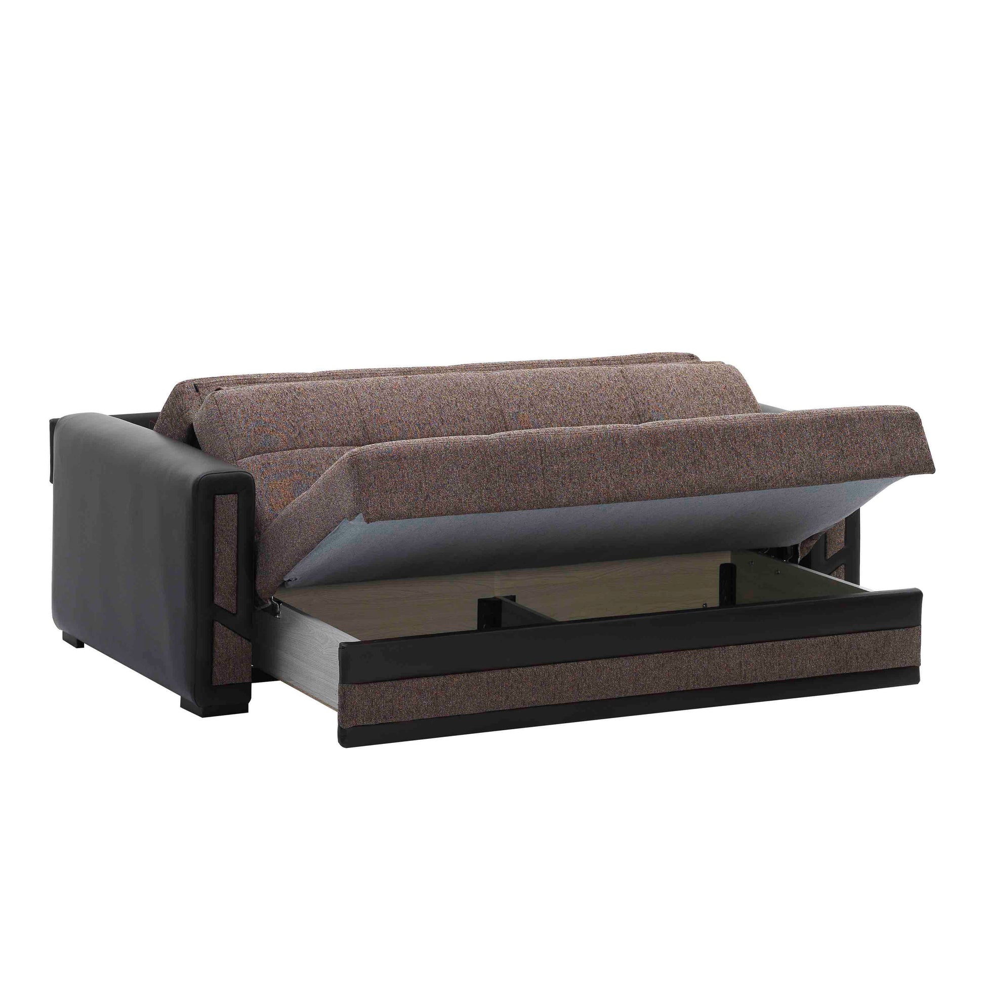 78" Brown Chenille Convertible Futon Sleeper Sofa And Toss Pillows With Storage-2