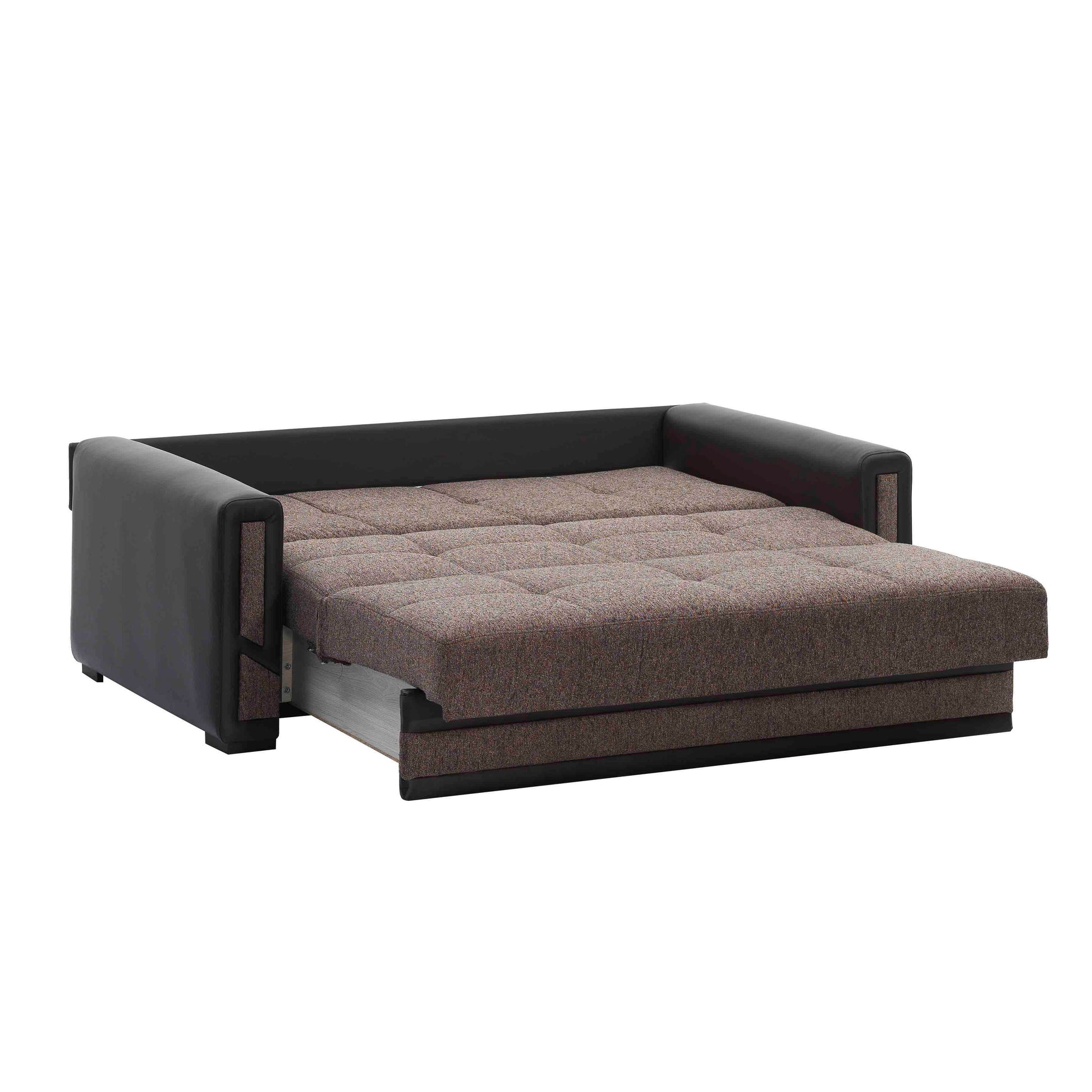78" Brown Chenille Convertible Futon Sleeper Sofa And Toss Pillows With Storage-3