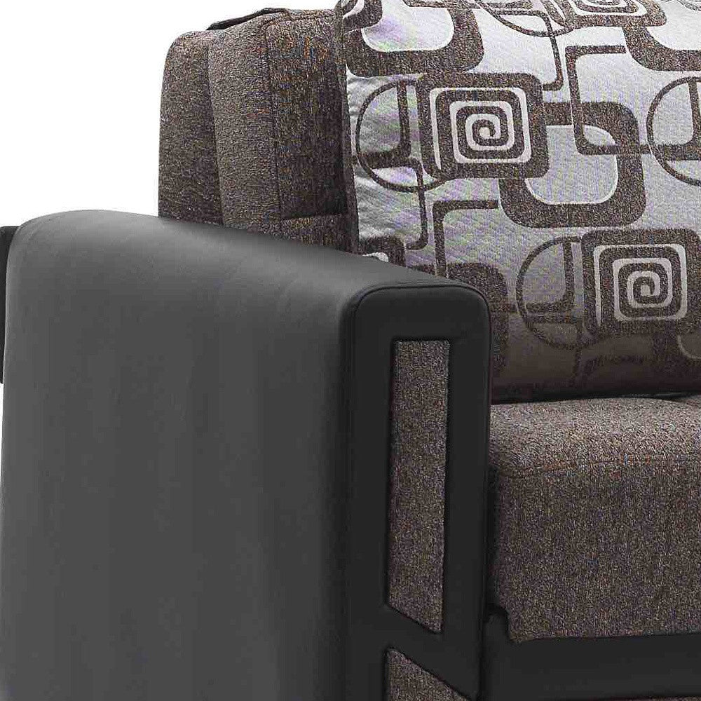 78" Brown Chenille Convertible Futon Sleeper Sofa And Toss Pillows With Storage-5