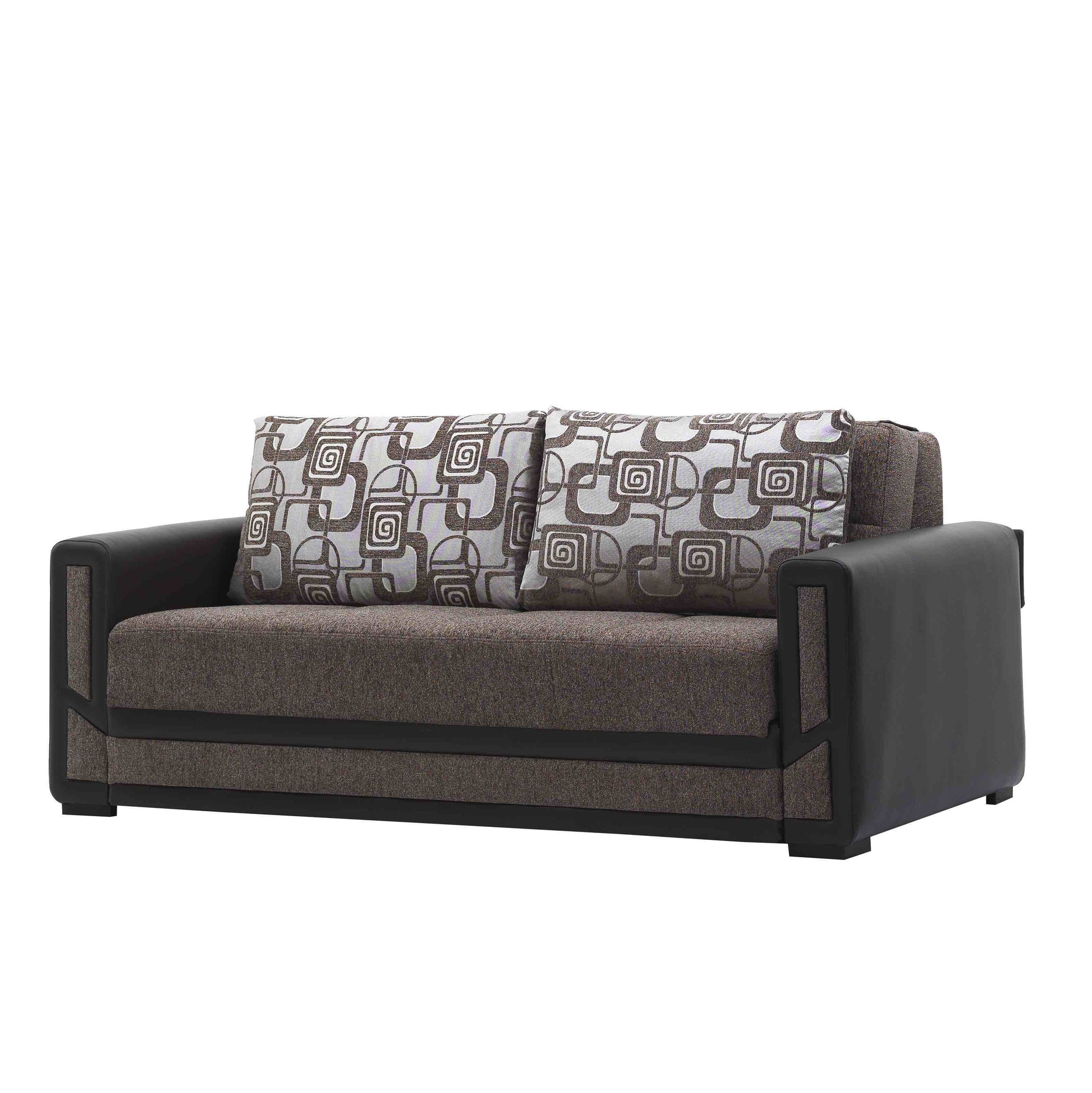 78" Brown Chenille Convertible Futon Sleeper Sofa And Toss Pillows With Storage-4