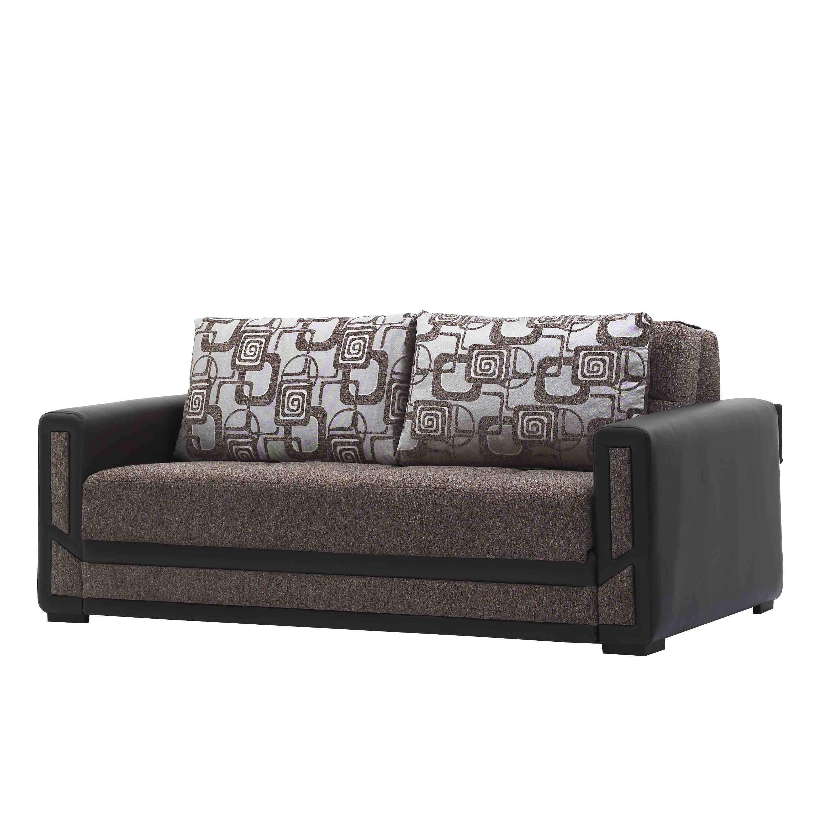 78" Brown Chenille Convertible Futon Sleeper Sofa And Toss Pillows With Storage-4