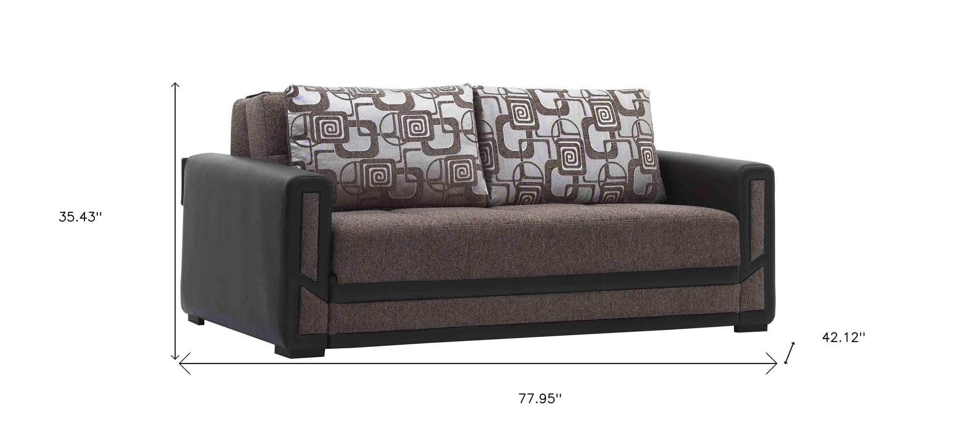 78" Brown Chenille Convertible Futon Sleeper Sofa And Toss Pillows With Storage-7