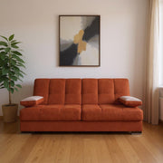 75" Orange Chenille Convertible Futon Sleeper Sofa And Toss Pillows With Storage-0