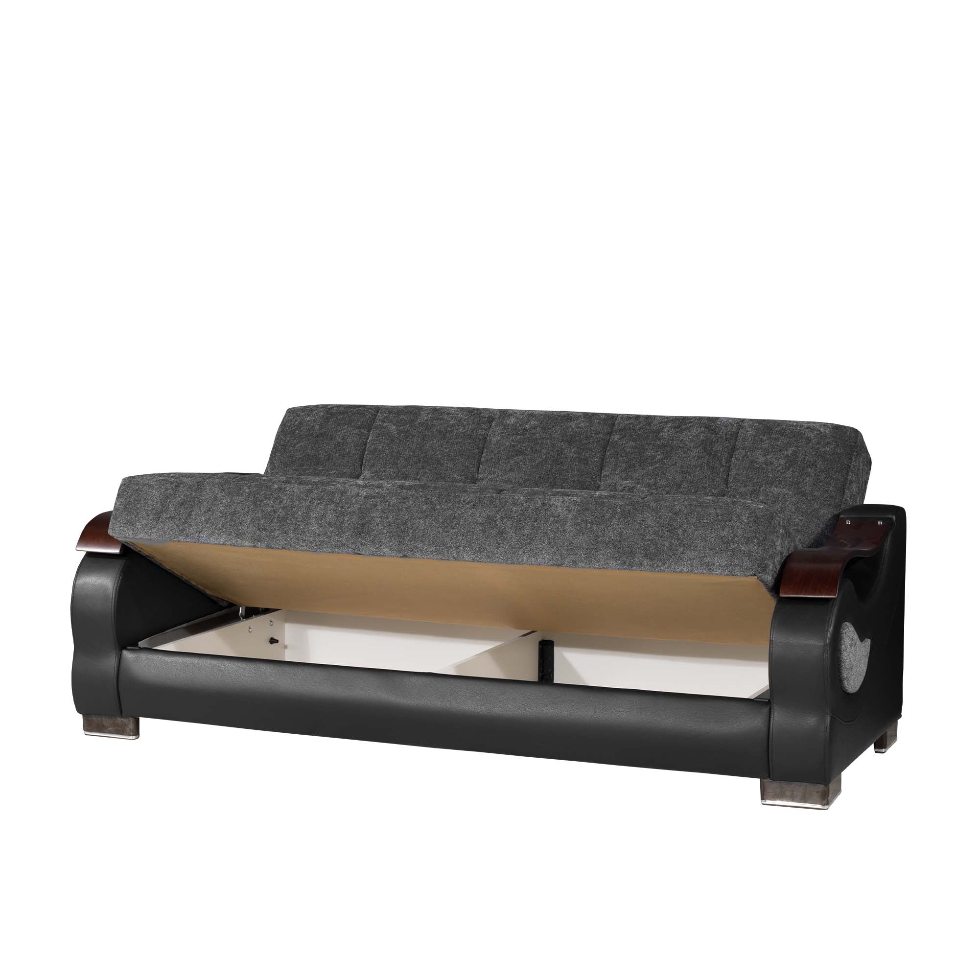 87" Gray Chenille Convertible Futon Sleeper Sofa And Toss Pillows With Storage-2