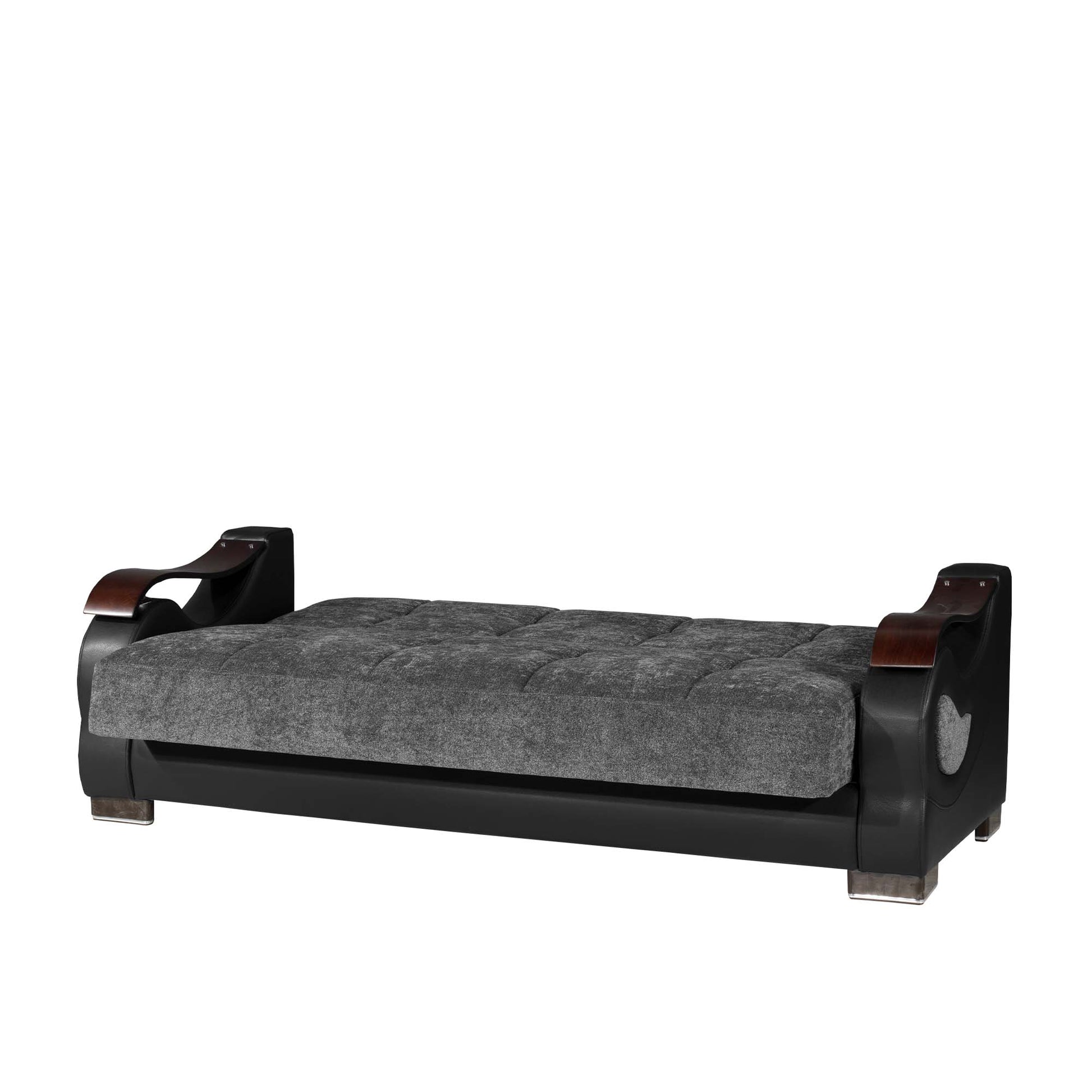 87" Gray Chenille Convertible Futon Sleeper Sofa And Toss Pillows With Storage-3