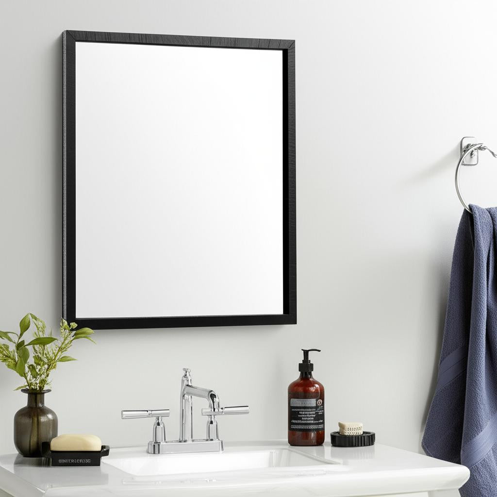 26" Black Bathroom Vanity Mirror-Mirrors-DECOROLALA