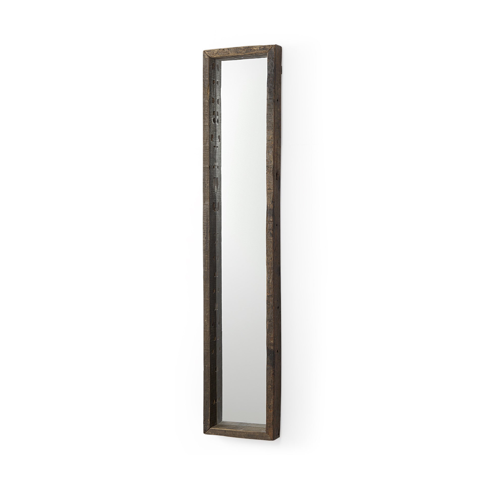 12" Brown Solid Wood Framed Accent Mirror-Mirrors-DECOROLALA