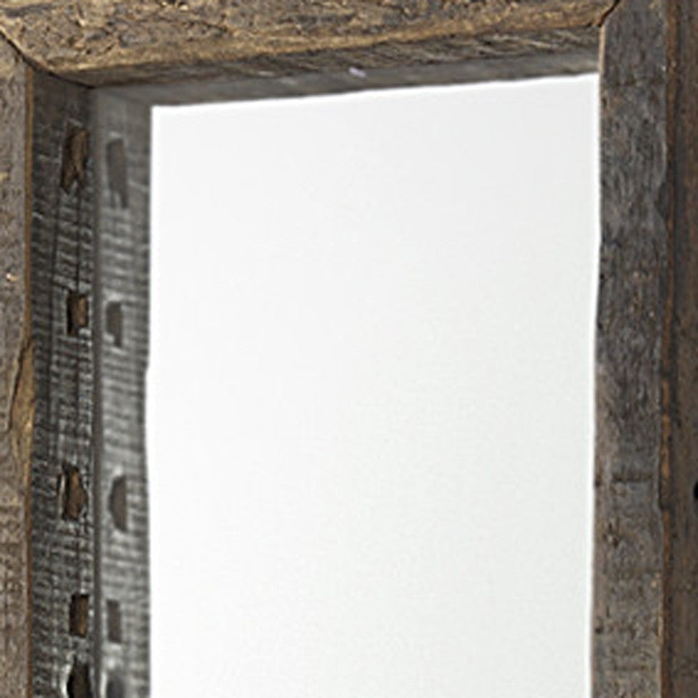 12" Brown Solid Wood Framed Accent Mirror-Mirrors-DECOROLALA