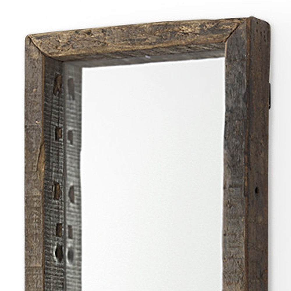 12" Brown Solid Wood Framed Accent Mirror-Mirrors-DECOROLALA