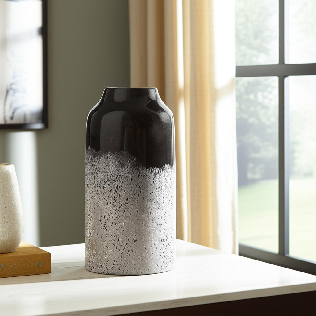 10" Black Cylinder Glass Table Vase-Vases-DECOROLALA