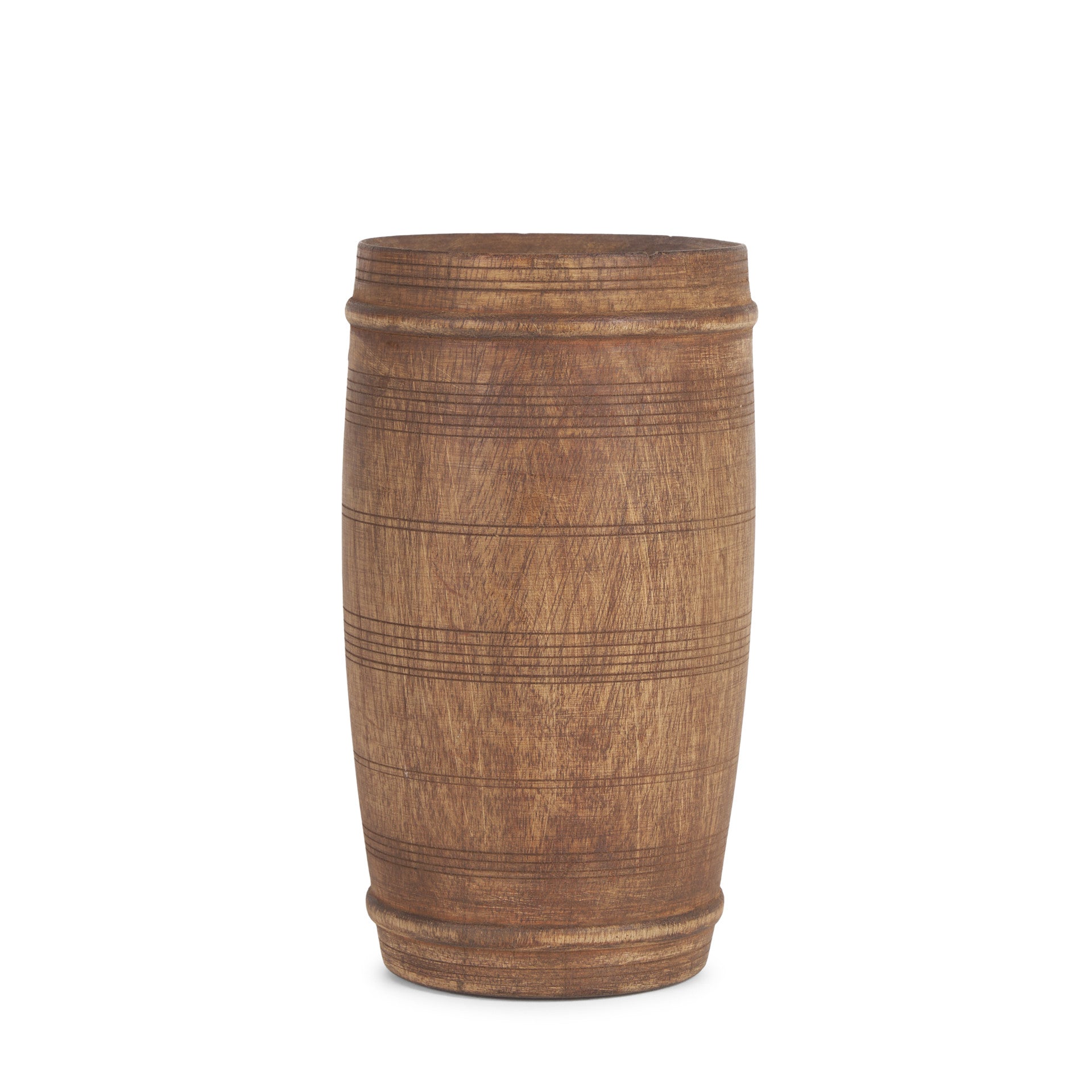 9" Brown Cylinder Solid Wood Table Vase-Vases-DECOROLALA