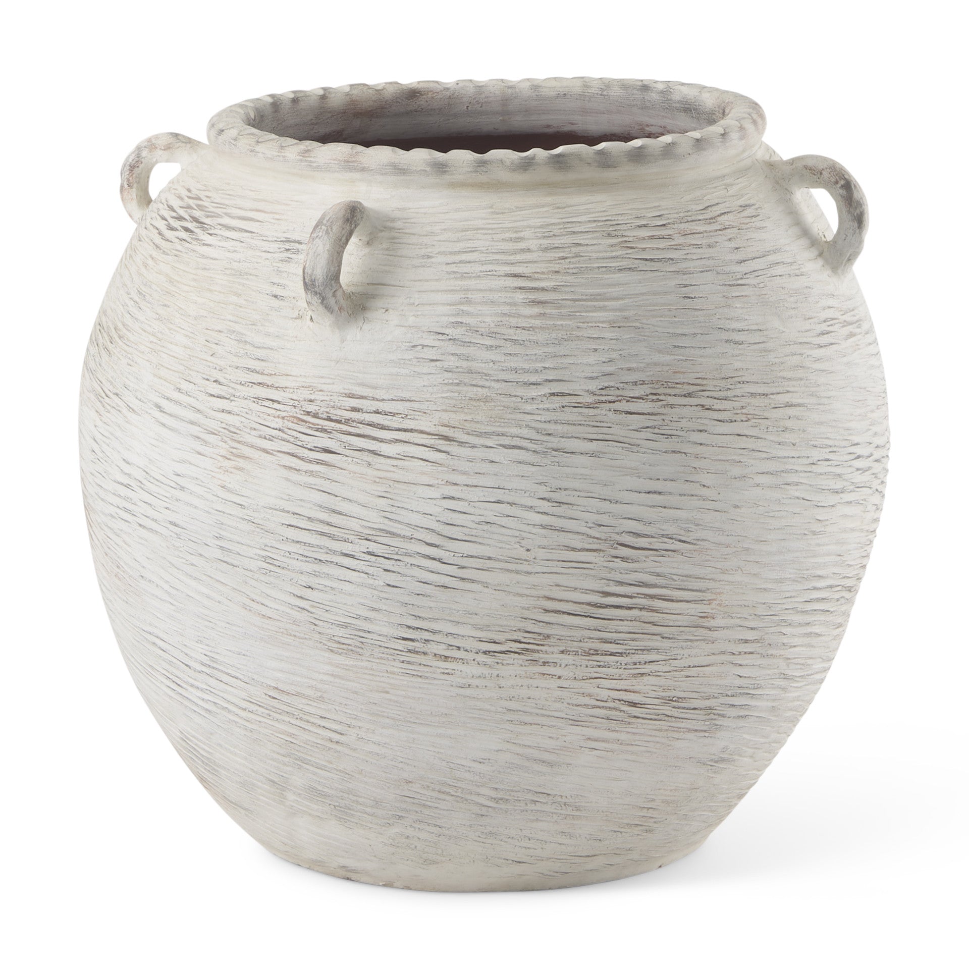 22" Cream Amphora Ceramic Floor Vase-Vases-DECOROLALA