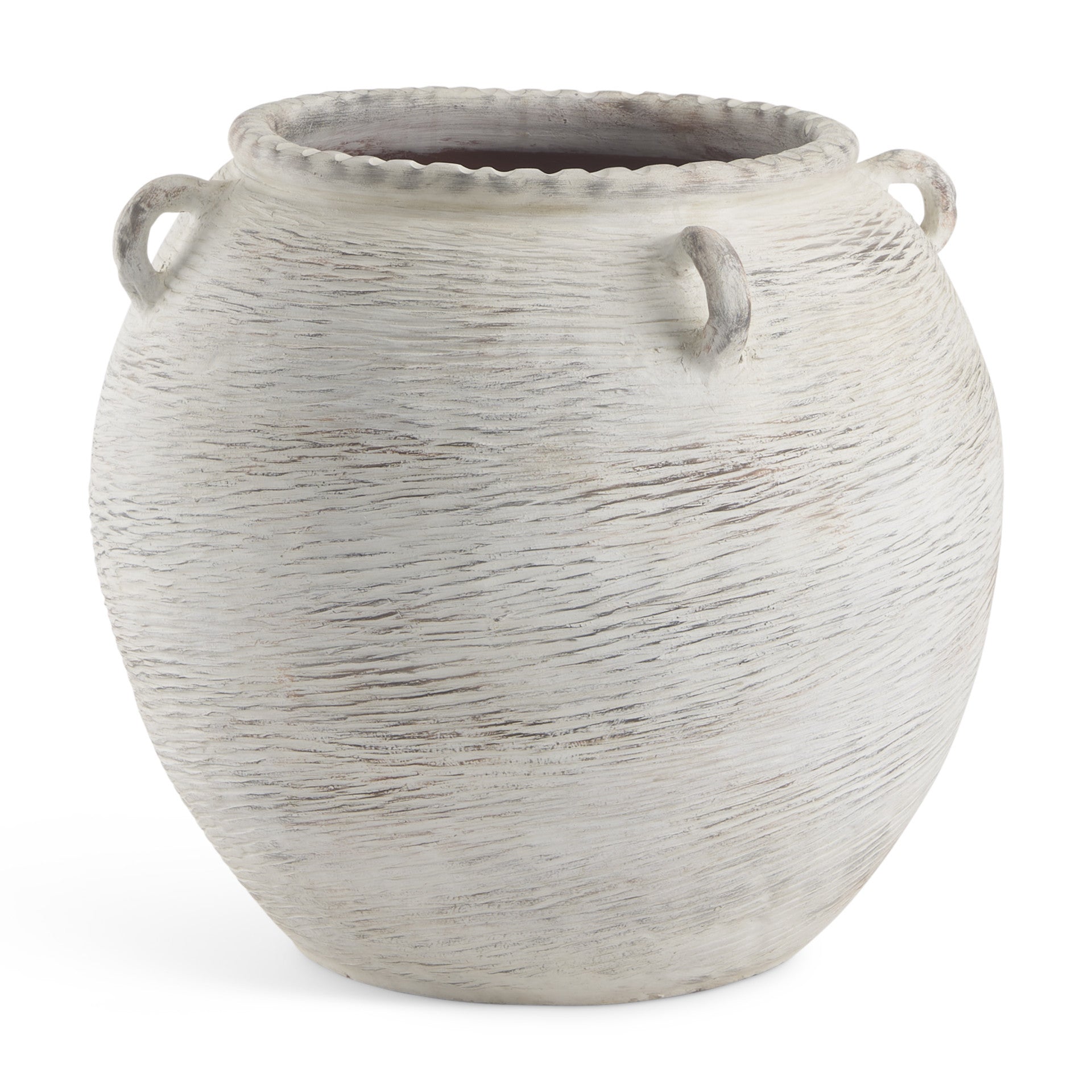 22" Cream Amphora Ceramic Floor Vase-Vases-DECOROLALA