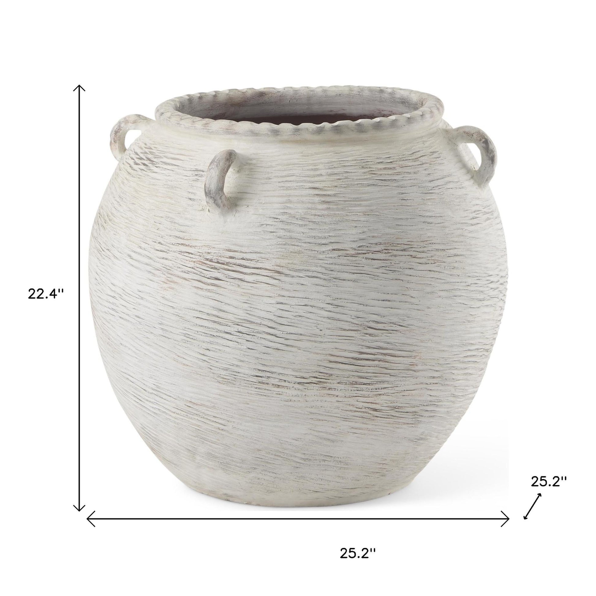 22" Cream Amphora Ceramic Floor Vase-Vases-DECOROLALA