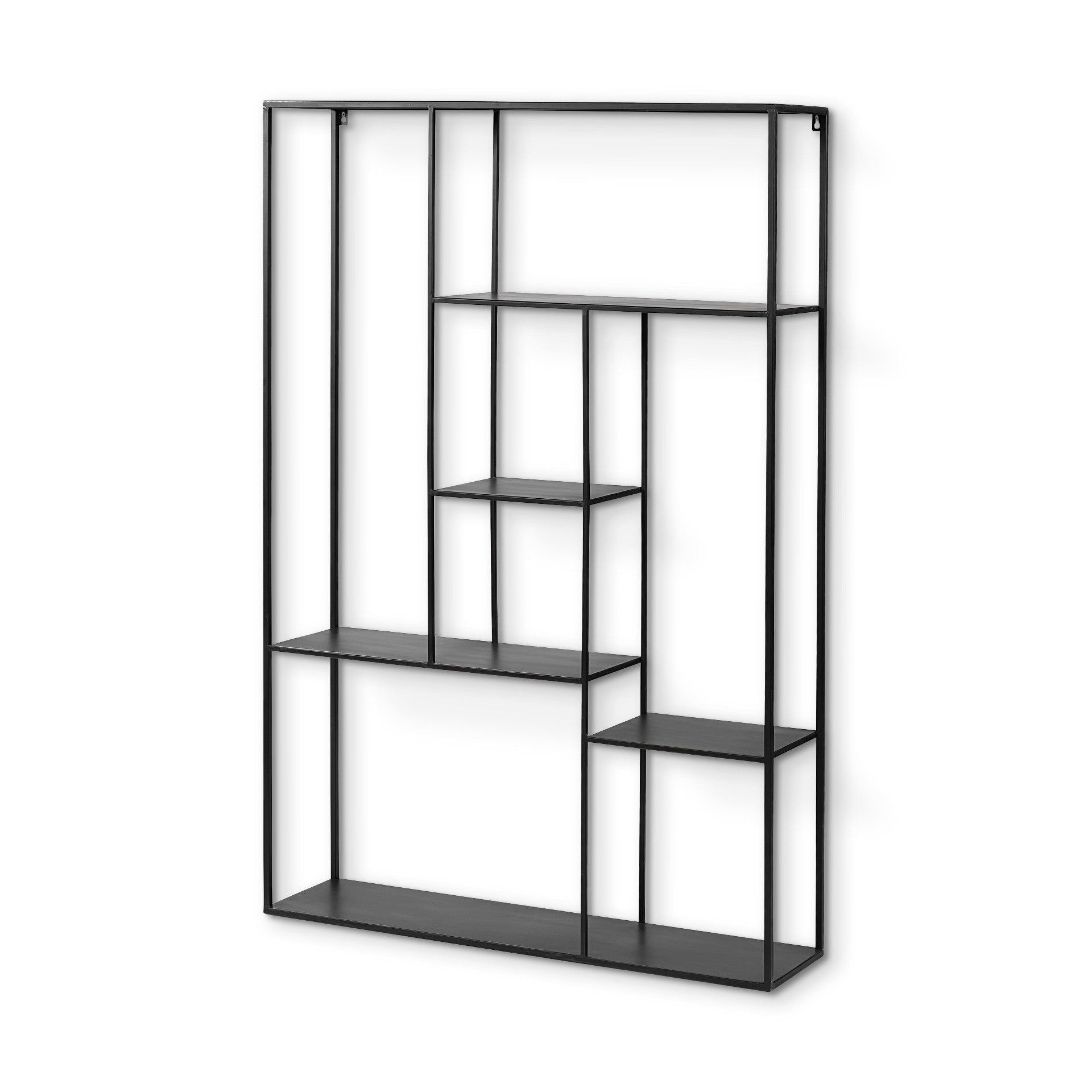 39" Black Metal Wall Mounted Tiered Shelf-1