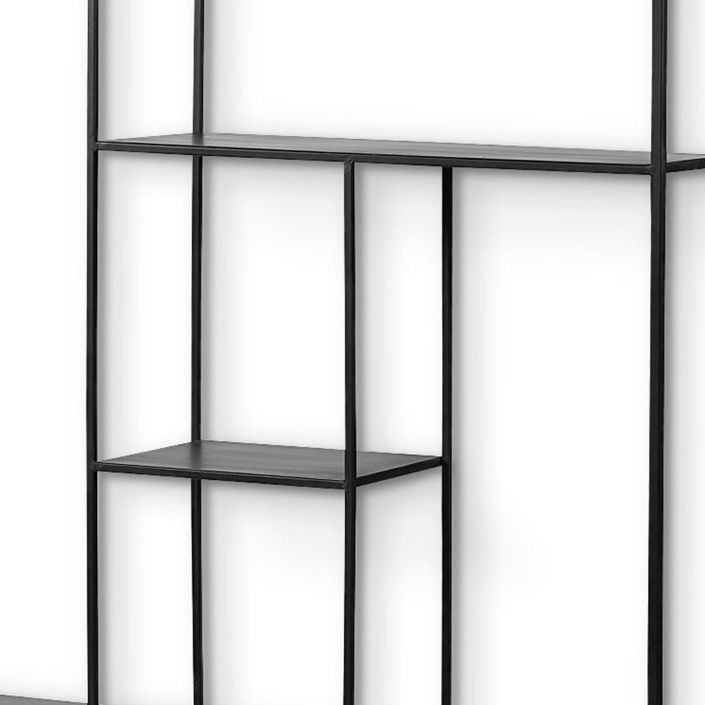 39" Black Metal Wall Mounted Tiered Shelf-2