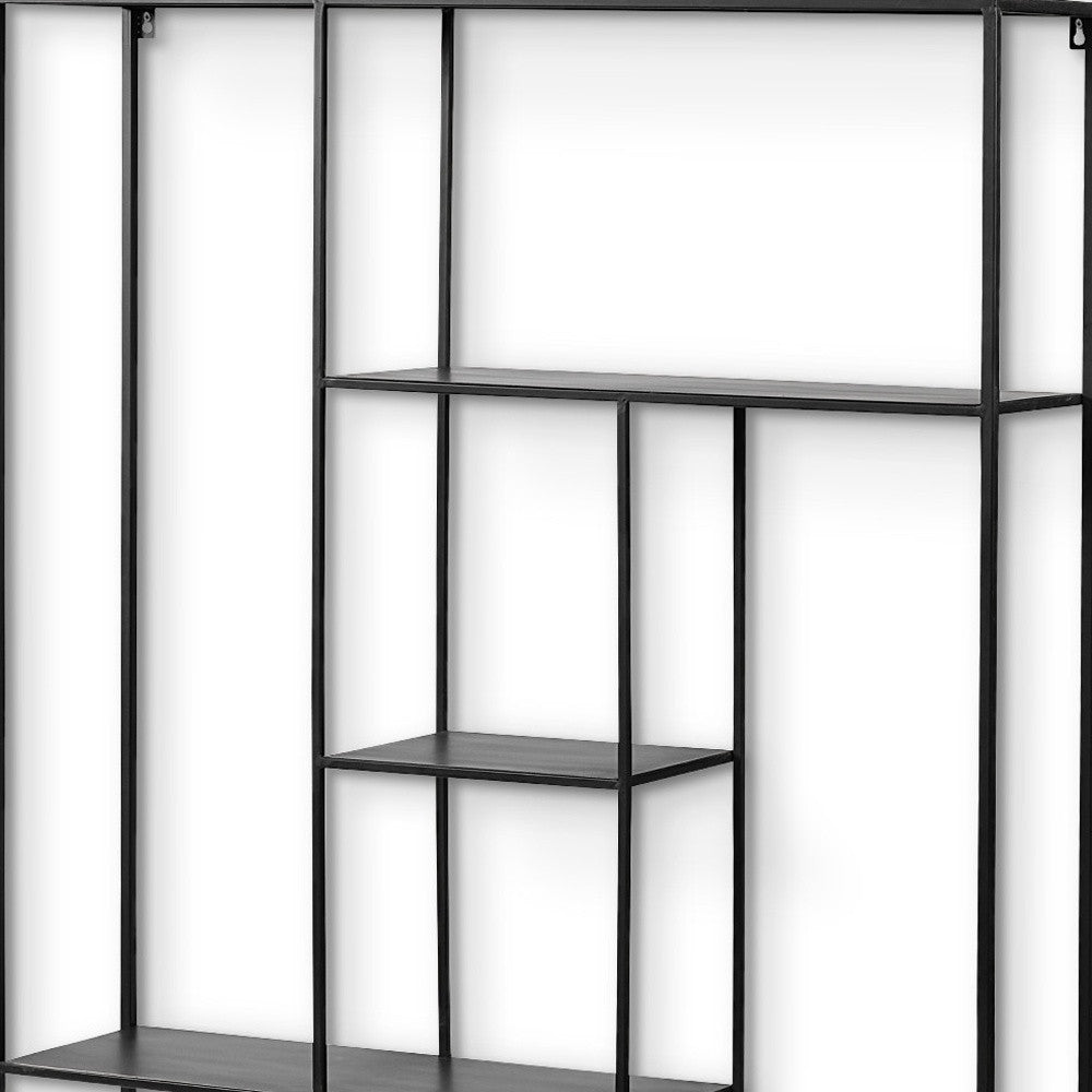 39" Black Metal Wall Mounted Tiered Shelf-3