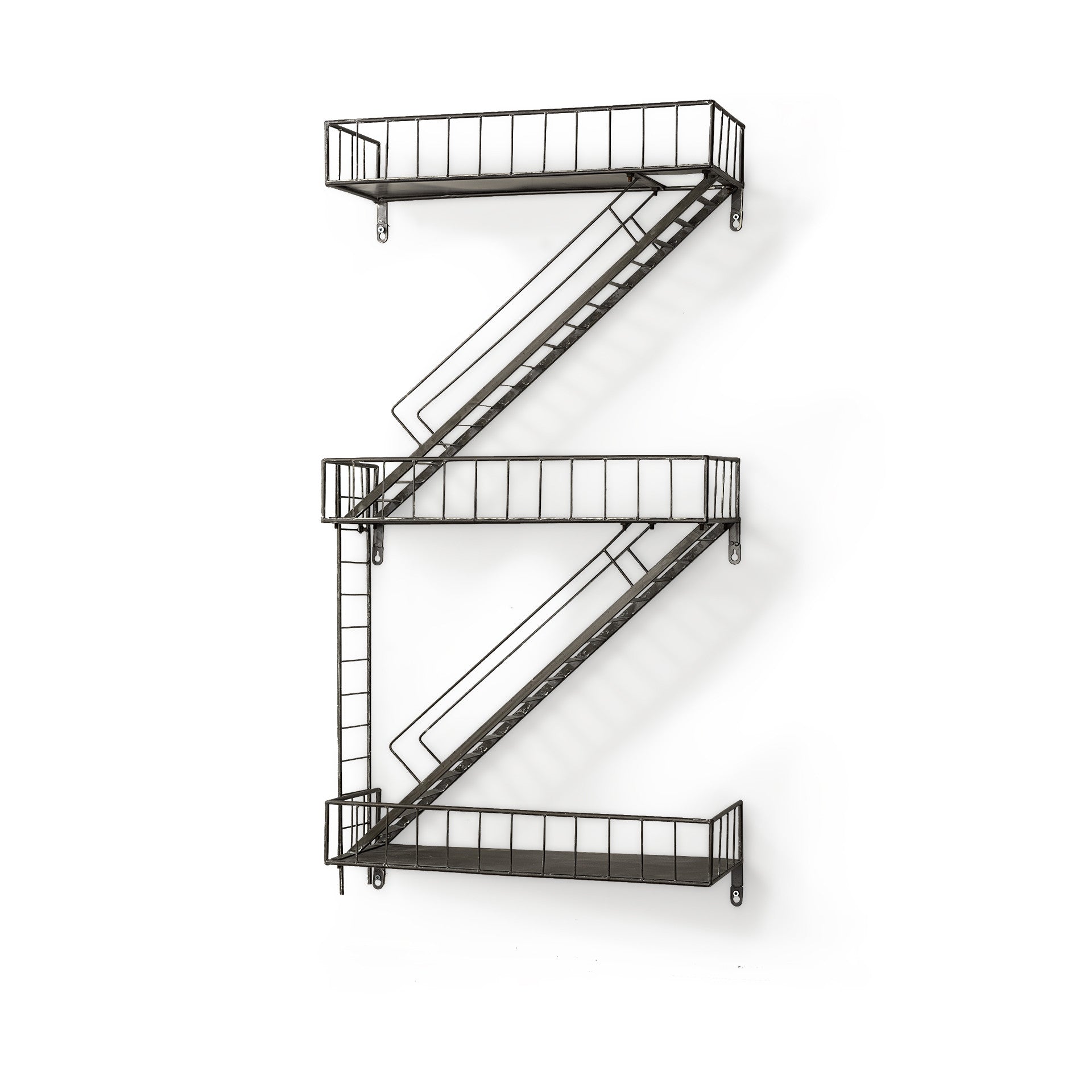21" Gunmetal Gray Metal Novelty Wall Mounted Accent Shelf-Wall Mounted Shelves-DECOROLALA