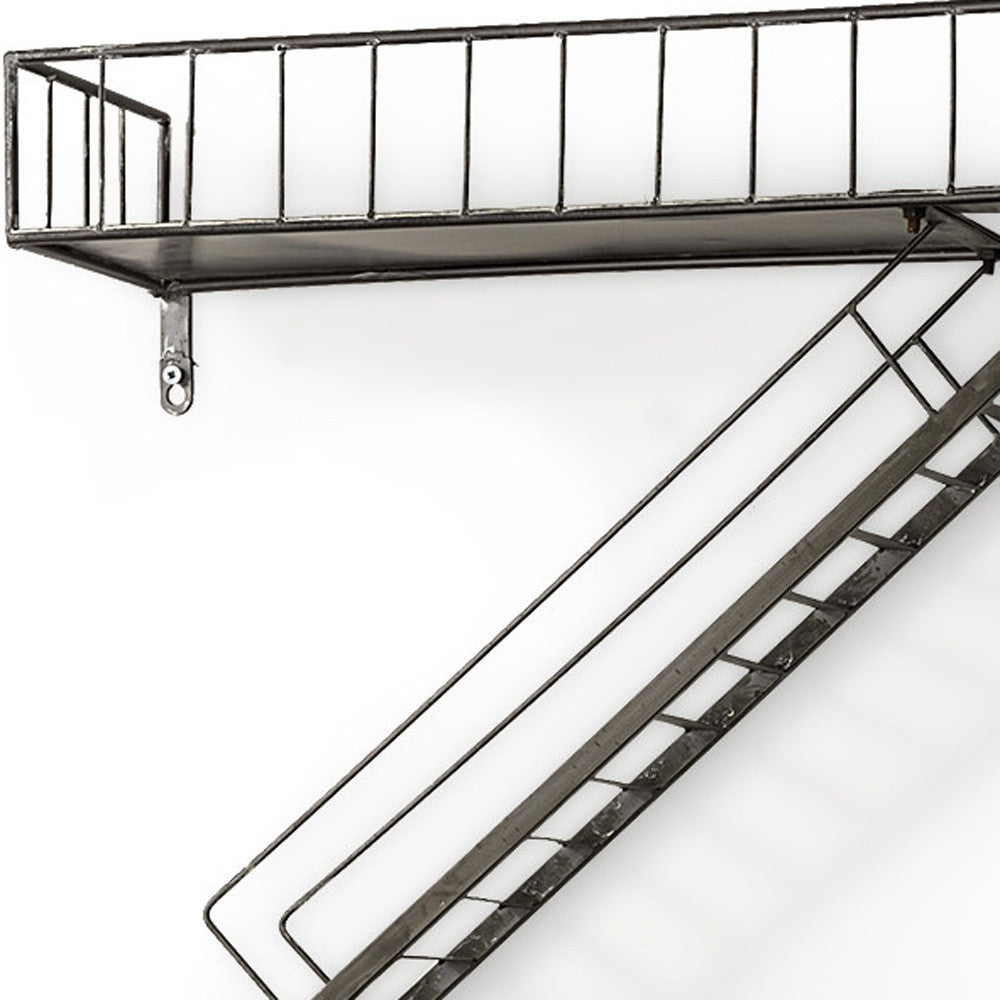21" Gunmetal Gray Metal Novelty Wall Mounted Accent Shelf-Wall Mounted Shelves-DECOROLALA