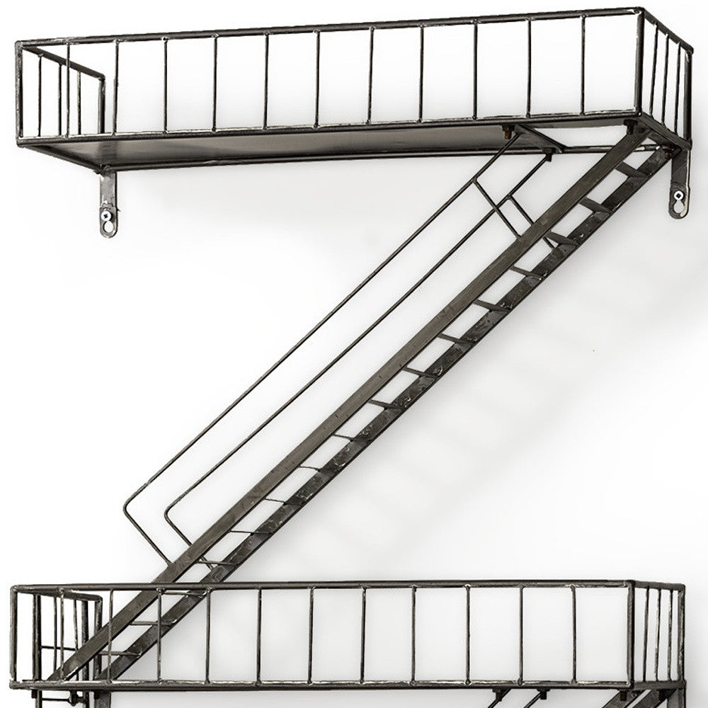 21" Gunmetal Gray Metal Novelty Wall Mounted Accent Shelf-Wall Mounted Shelves-DECOROLALA