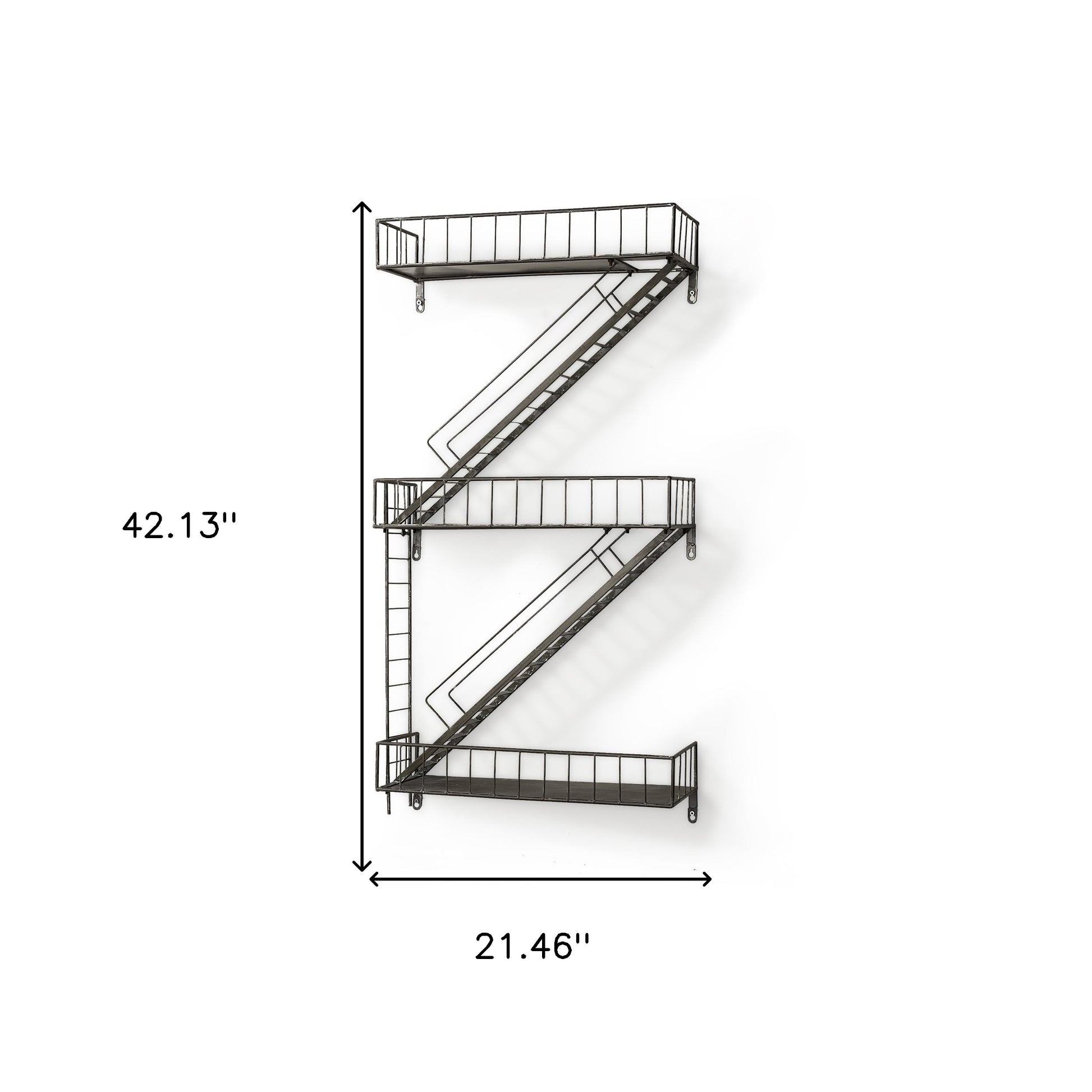 21" Gunmetal Gray Metal Novelty Wall Mounted Accent Shelf-Wall Mounted Shelves-DECOROLALA