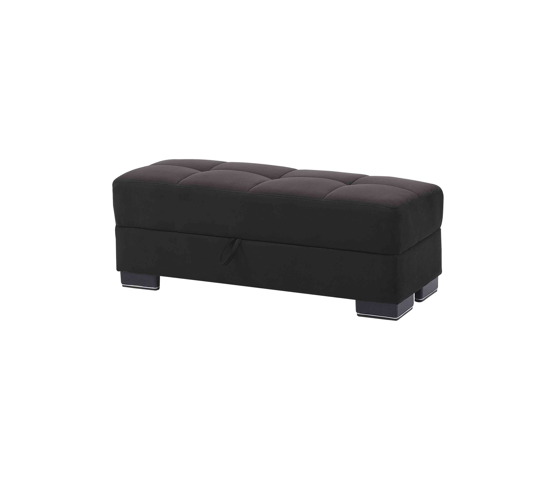 50" Black and Brown Microfiber Tufted Storage Ottoman-2