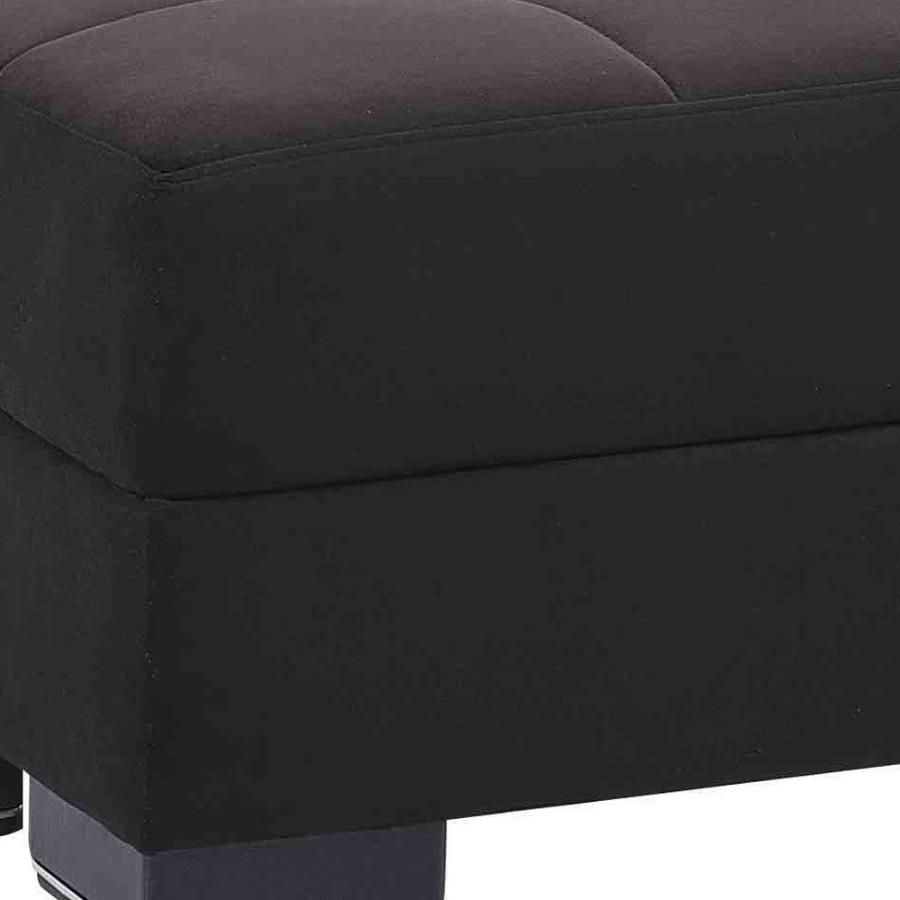 50" Black and Brown Microfiber Tufted Storage Ottoman-5