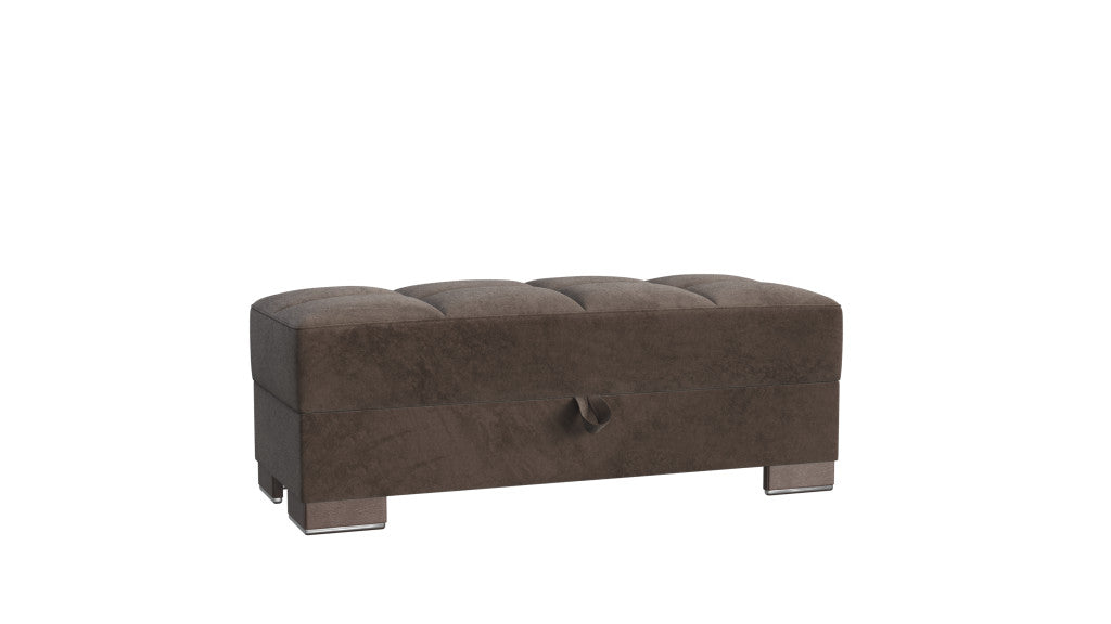 50" Brown Tufted Microfiber Storage Ottoman-1