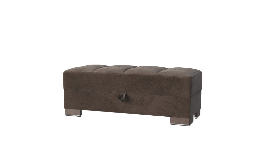 50" Brown Tufted Microfiber Storage Ottoman-4
